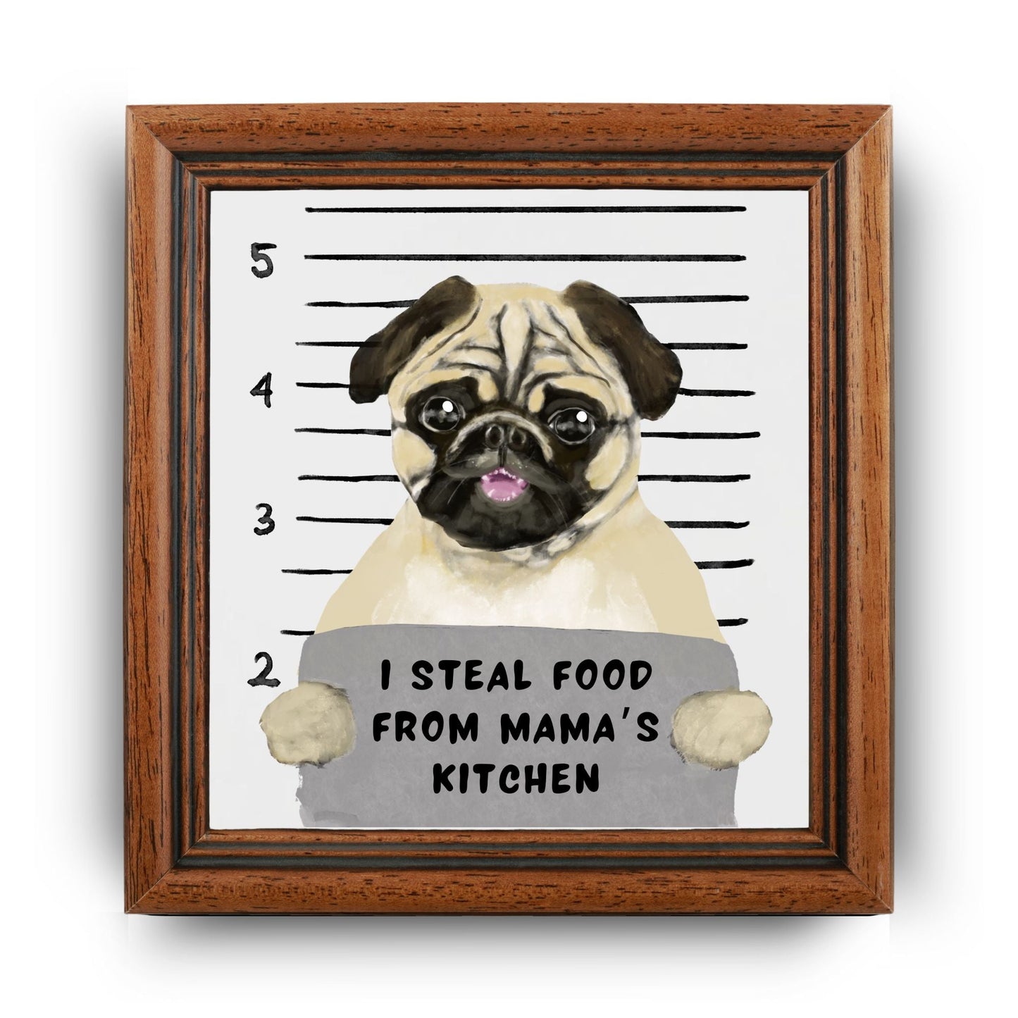 Pug Mugshot Ceramic Tile - MerikaArt