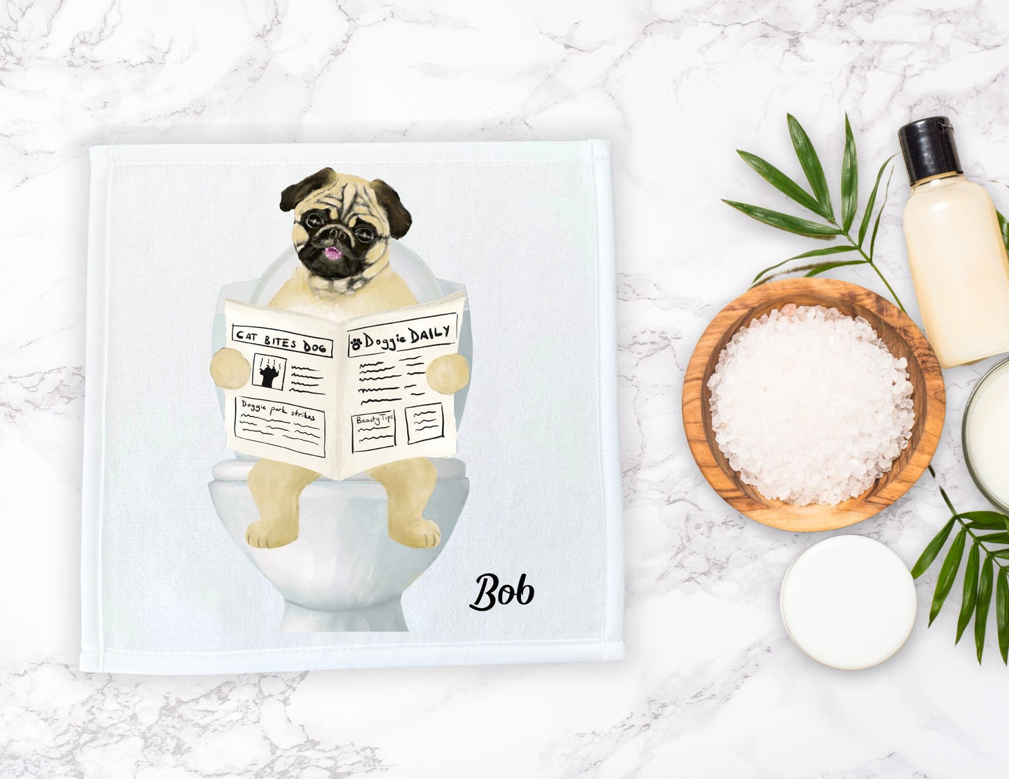 Pug Reading Newspaper Washcloth – A Hilarious Gift for Dog Lovers - MerikaArt