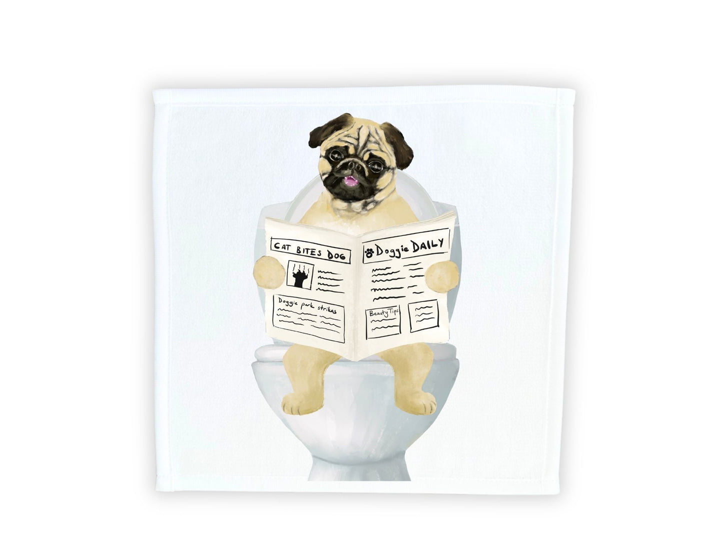 Pug Reading Newspaper Washcloth – A Hilarious Gift for Dog Lovers - MerikaArt
