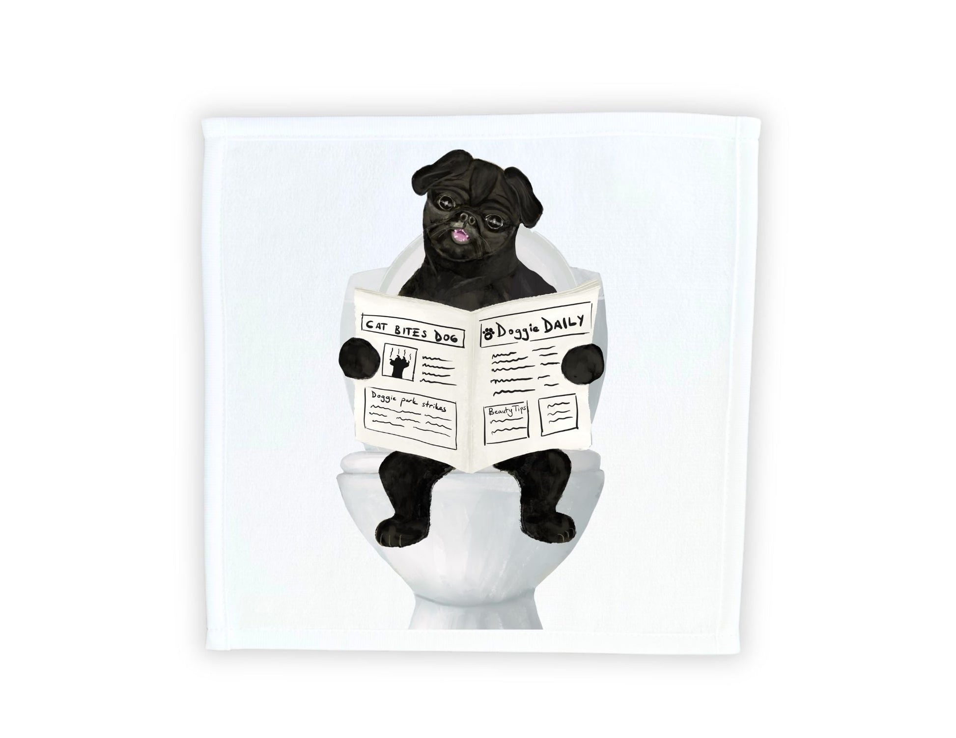 Pug Toilet Humor Washcloth – A Playful Gift for Dog Enthusiasts - MerikaArt