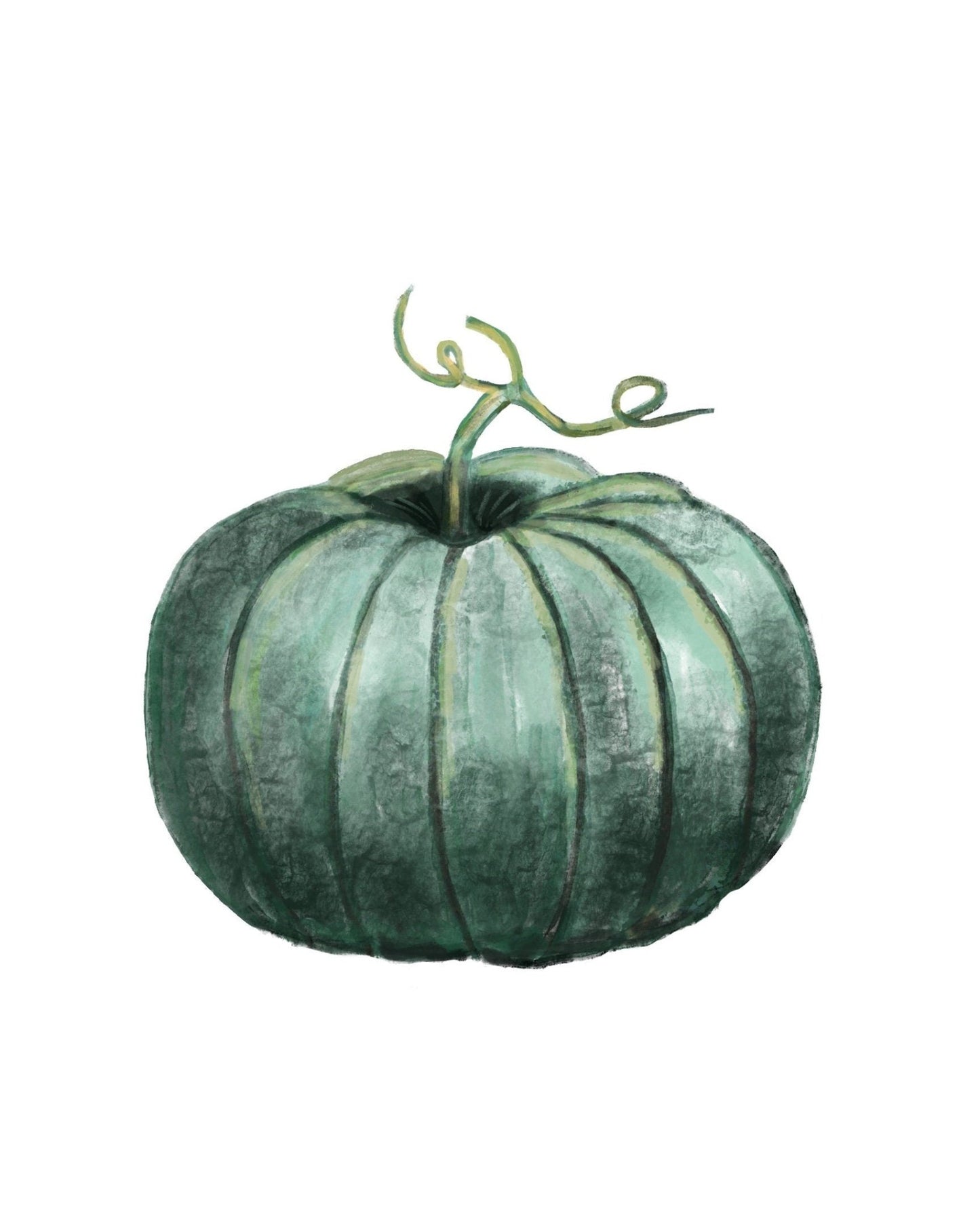 Pumpkin Print, Halloween Pumpkin Painting, Fall Decor, Living Room Home Art, Holiday Wall Art, Green Pumpkin Illustration, Autumn Wall Art - MerikaArt