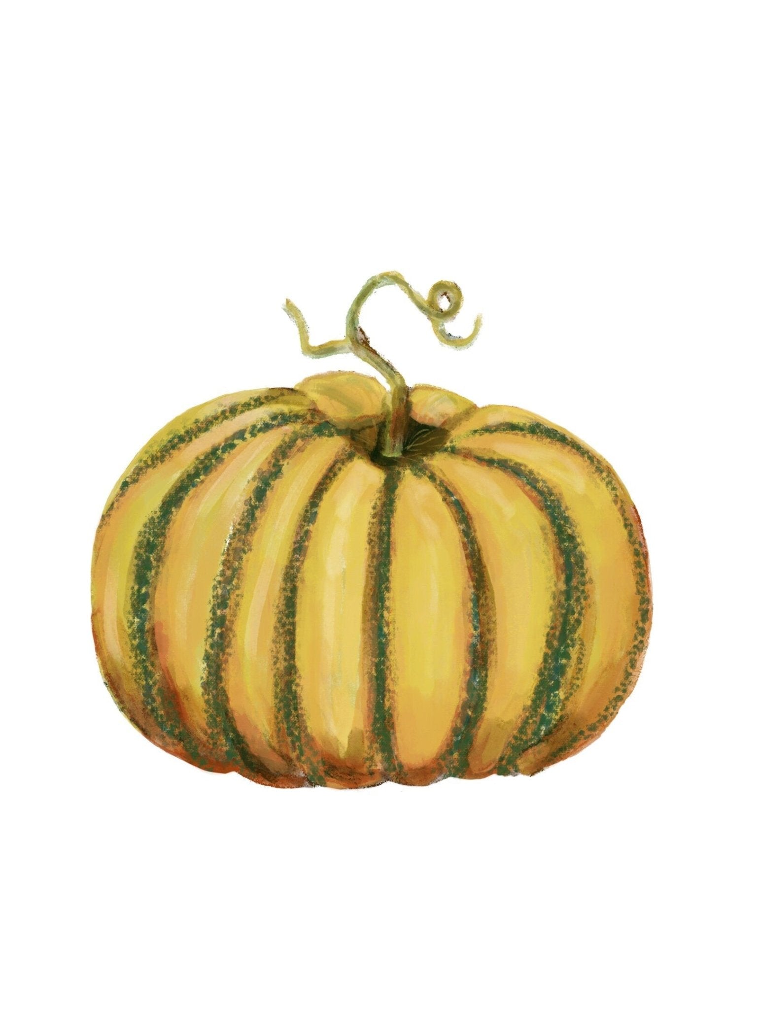 Pumpkin Print, Halloween Pumpkin Painting, Fall Decor, Living Room Home Art, Holiday Wall Art, Yellow Pumpkin Illustration, Autumn Wall Art - MerikaArt