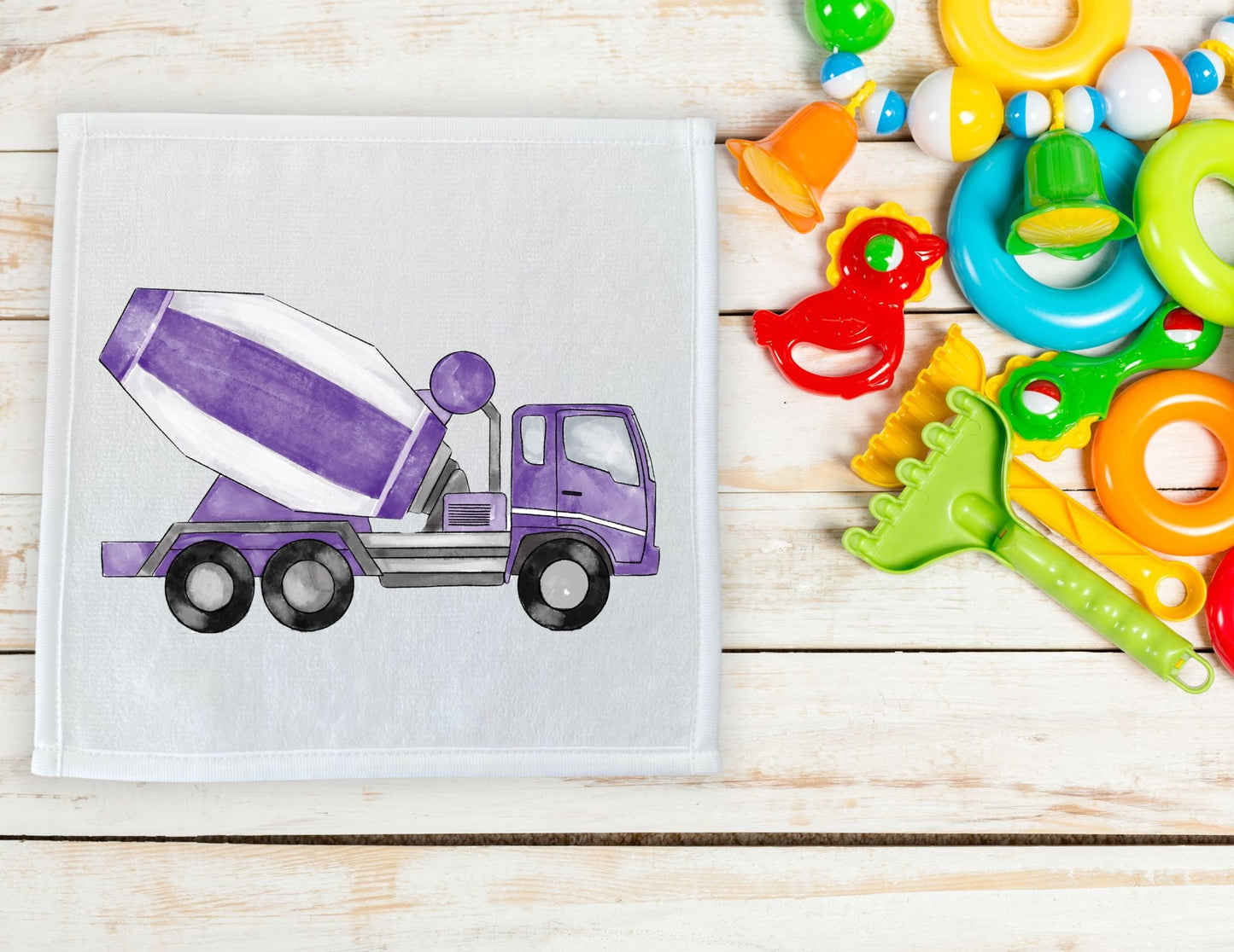 Purple Cement Mixer Washcloth - MerikaArt