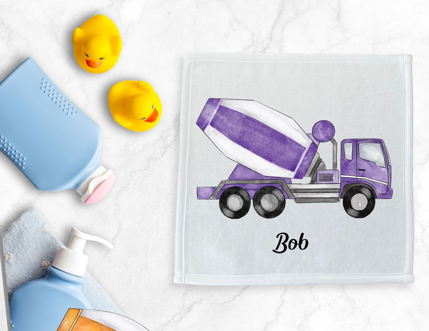 Purple Cement Mixer Washcloth - MerikaArt