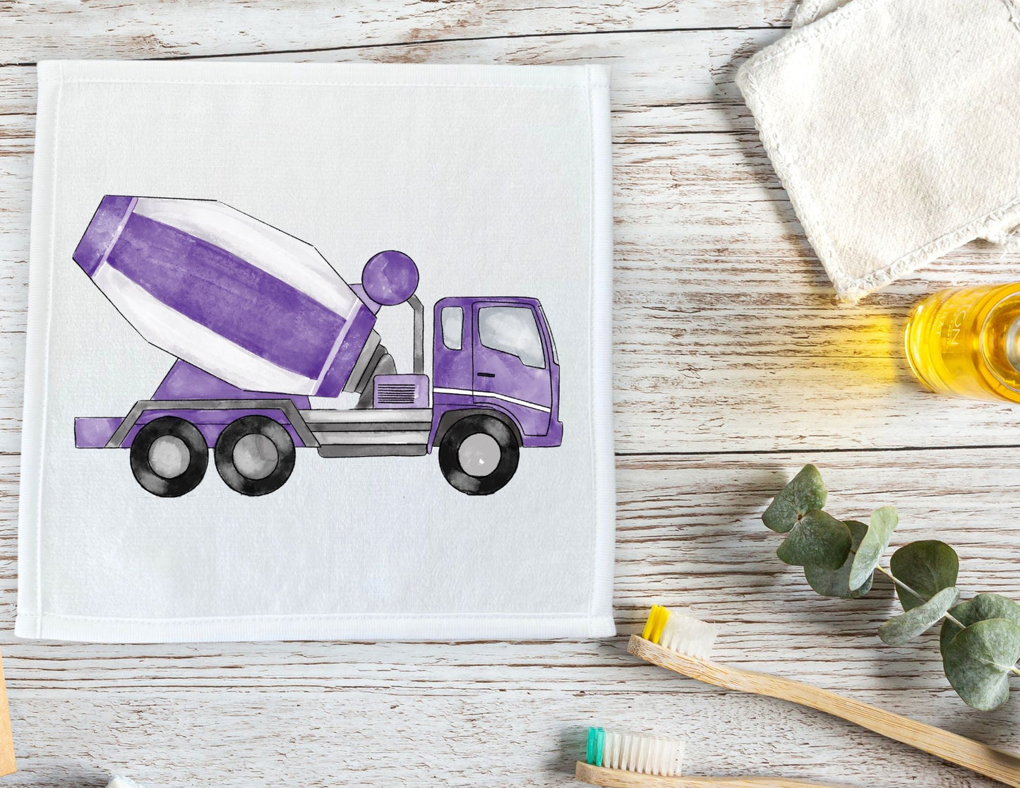 Purple Cement Mixer Washcloth - MerikaArt