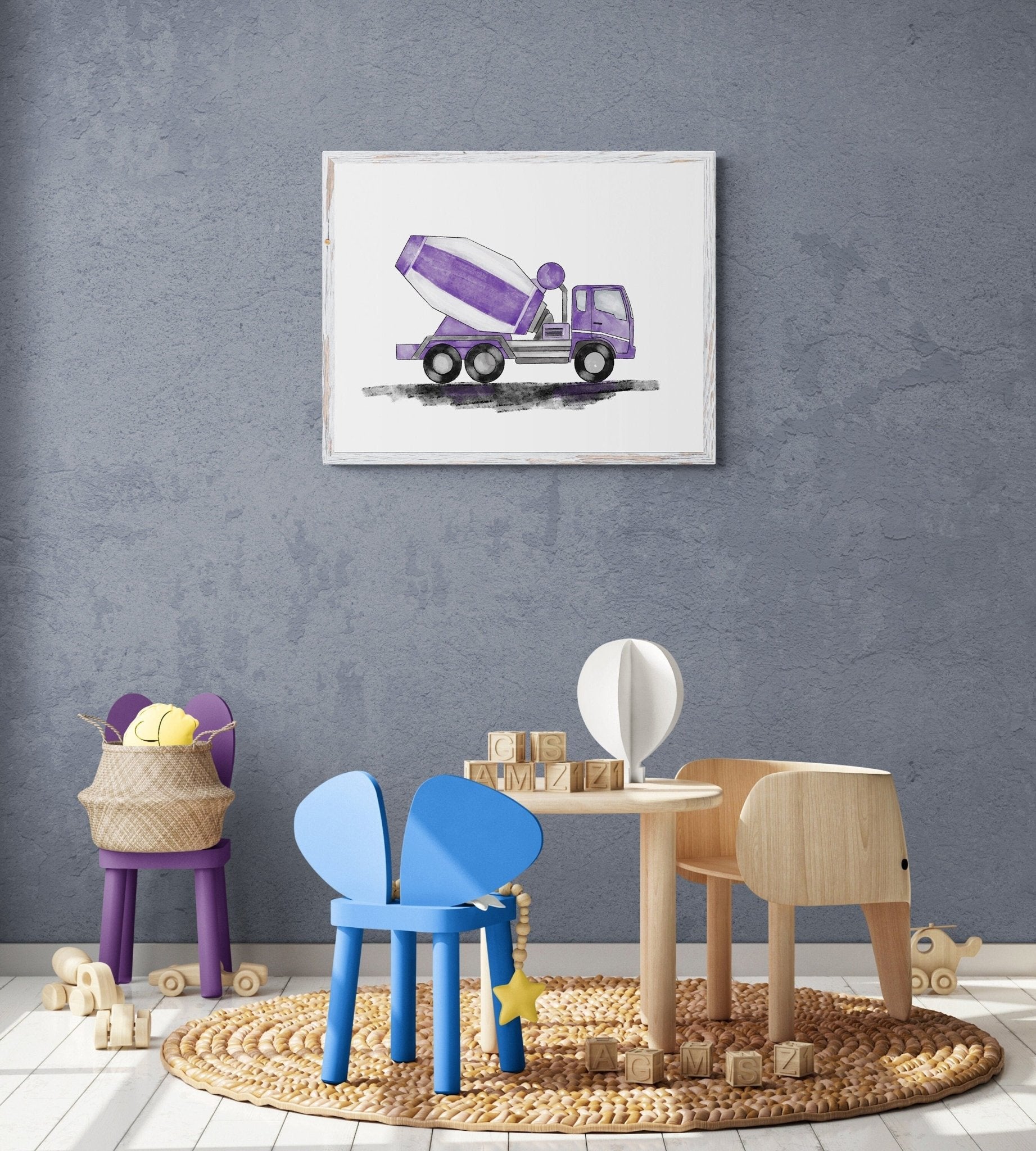 Purple Cement Truck Print - MerikaArt