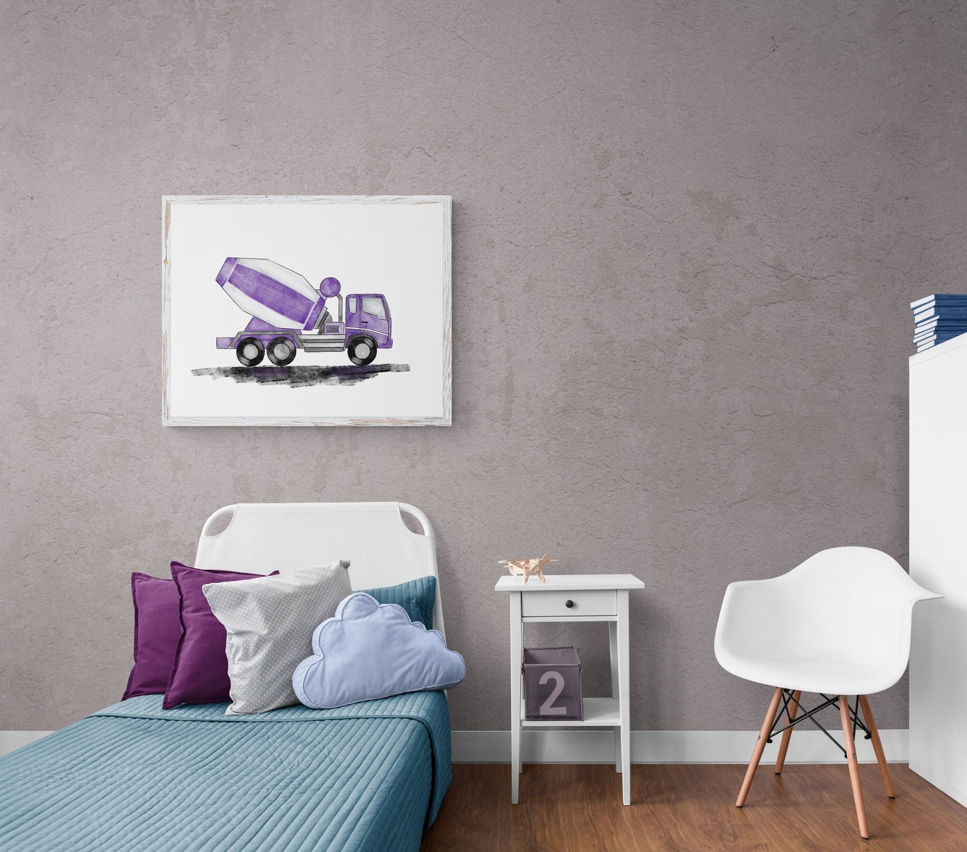 Purple Cement Truck Print - MerikaArt
