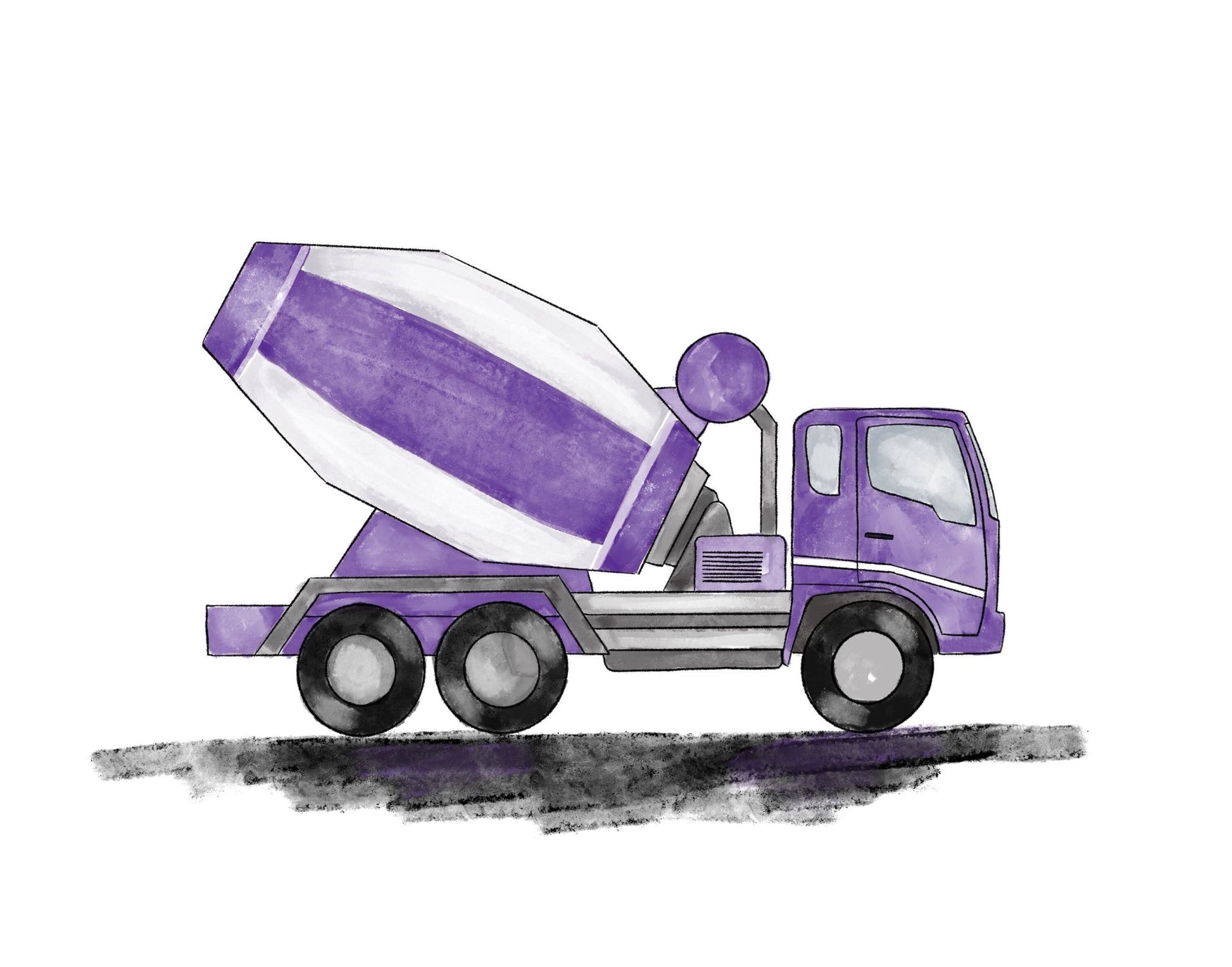 Purple Cement Truck Print - MerikaArt
