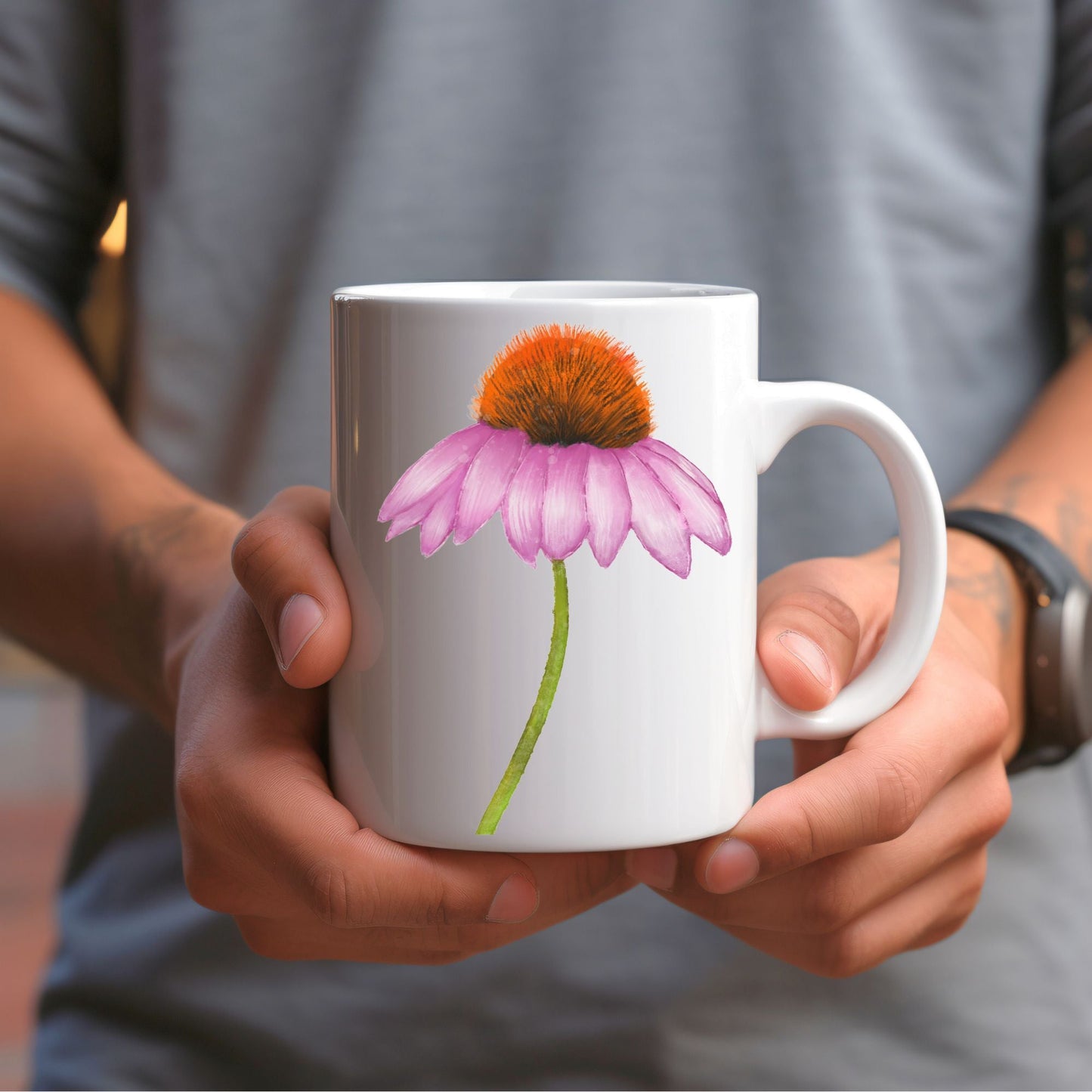 Purple Coneflower Mug - MerikaArt