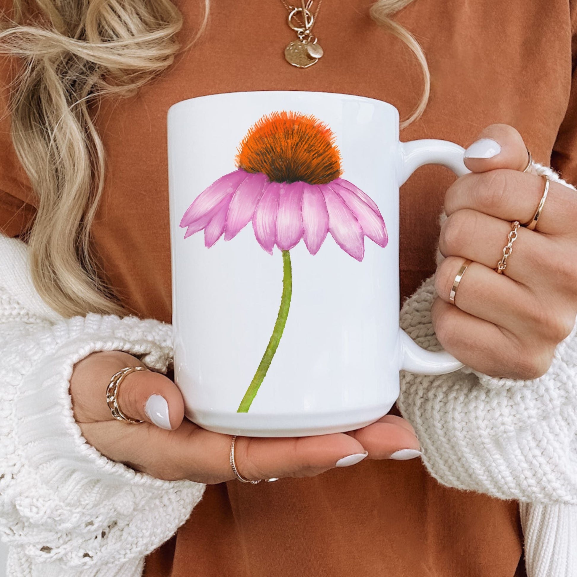 Purple Coneflower Mug - MerikaArt