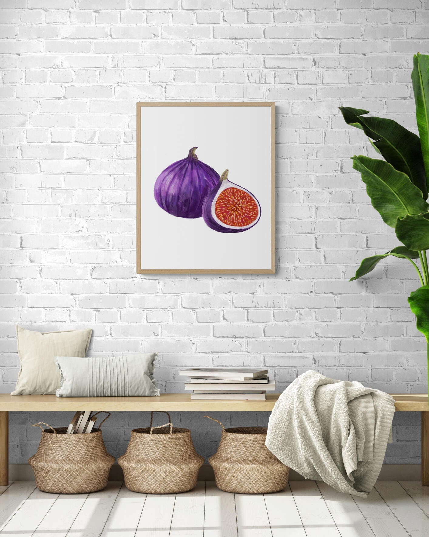 Purple Fig Art Print, Fruit of Heaven Art, Kitchen Wall Hanging, Dining Room Decor, Fig Painting, Fruit Illustration, Farmhouse Wall Decor - MerikaArt