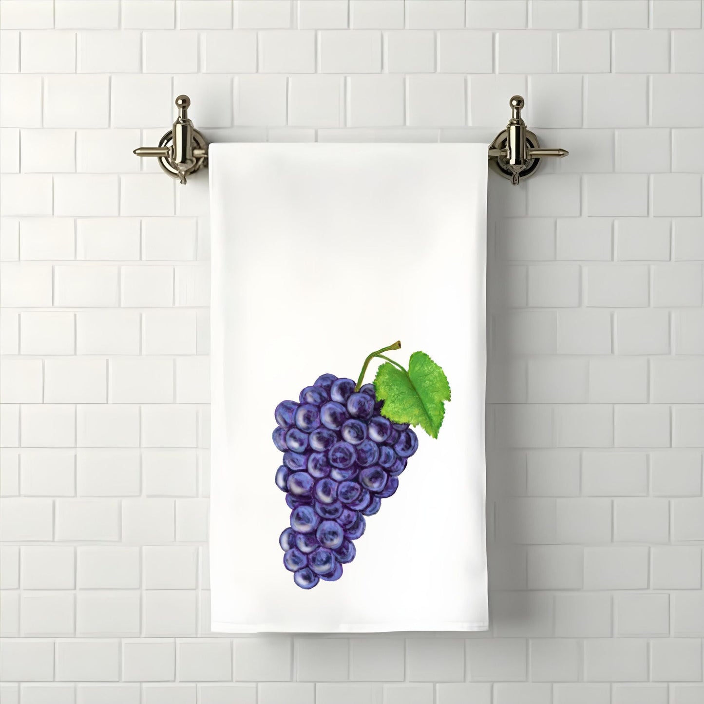 Purple Grapes Fruit Bathroom Towel - MerikaArt