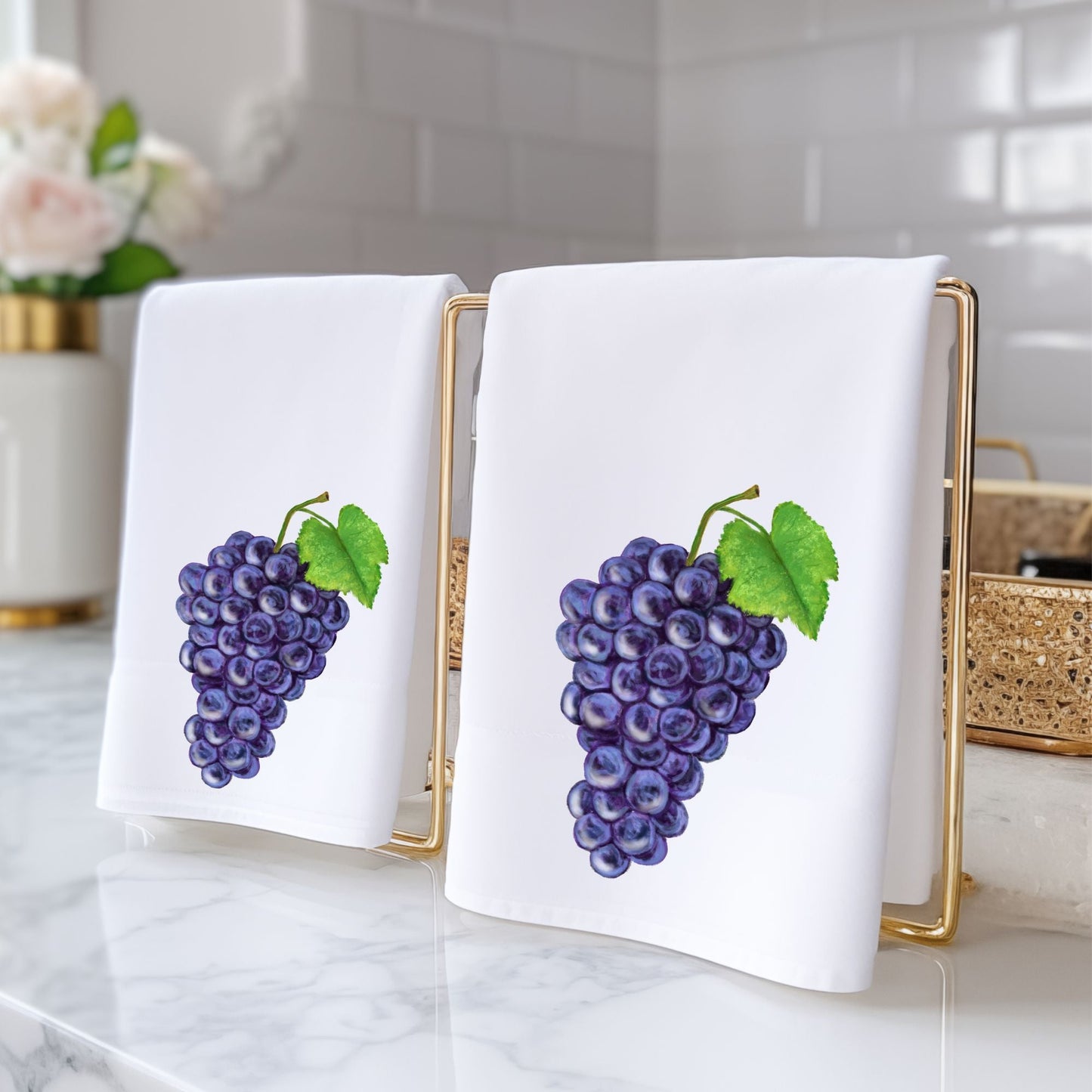 Purple Grapes Fruit Bathroom Towel - MerikaArt