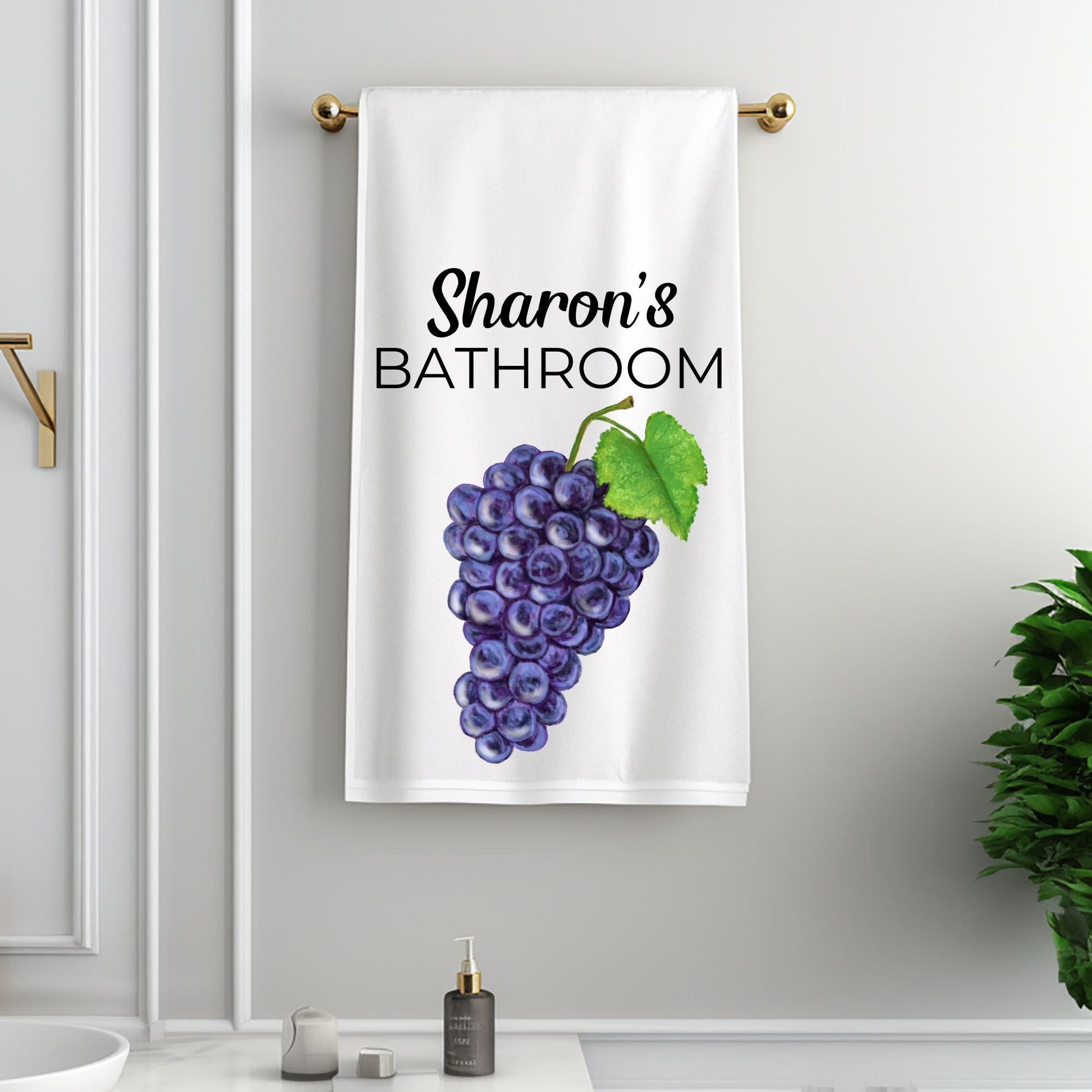 Purple Grapes Fruit Bathroom Towel - MerikaArt