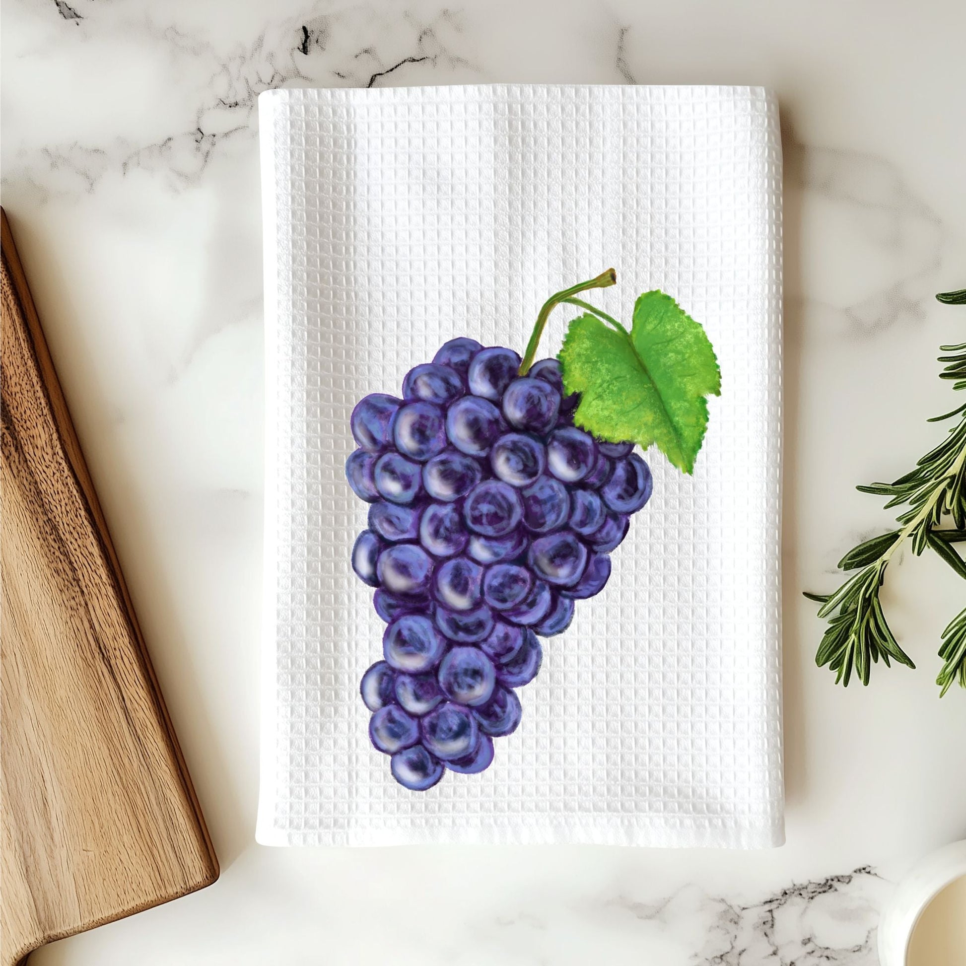 Purple Grapes Kitchen Towel - MerikaArt