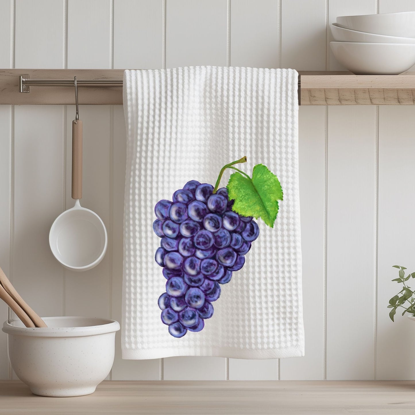 Purple Grapes Kitchen Towel - MerikaArt