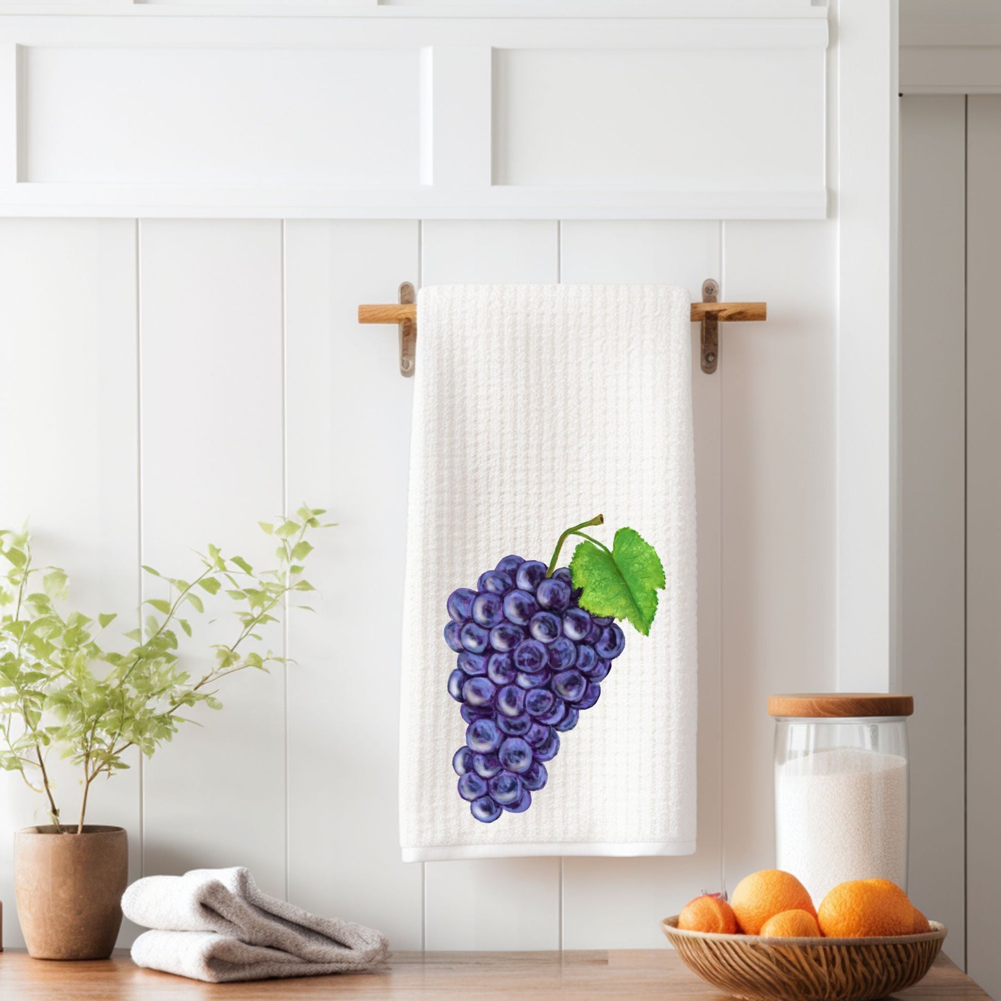 Purple Grapes Kitchen Towel - MerikaArt