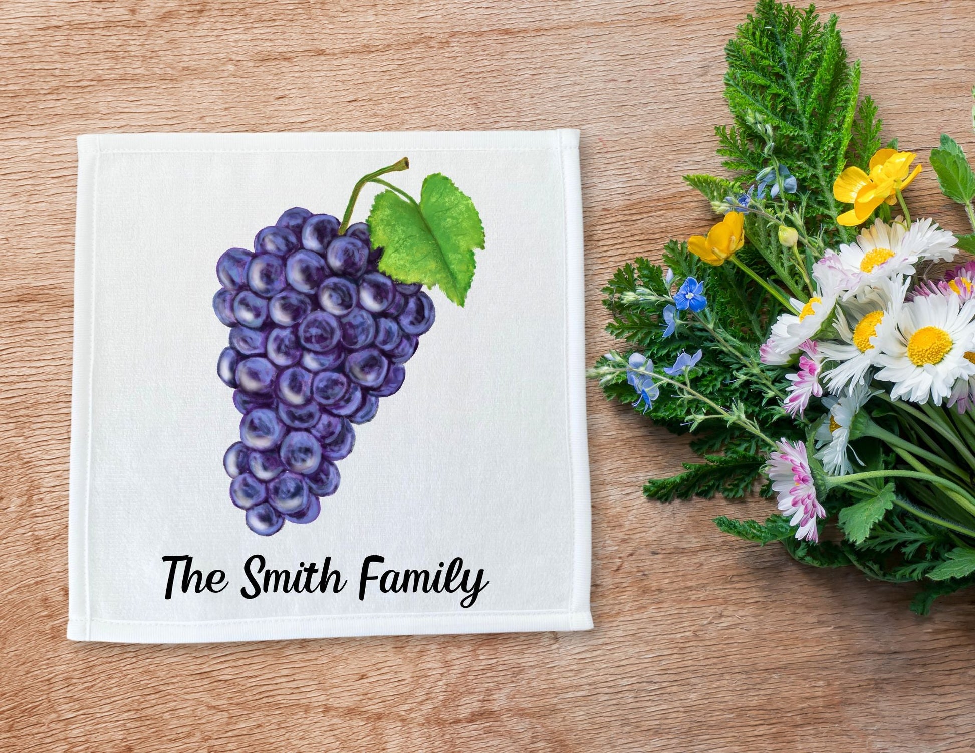 Purple Grapes Washcloth - MerikaArt