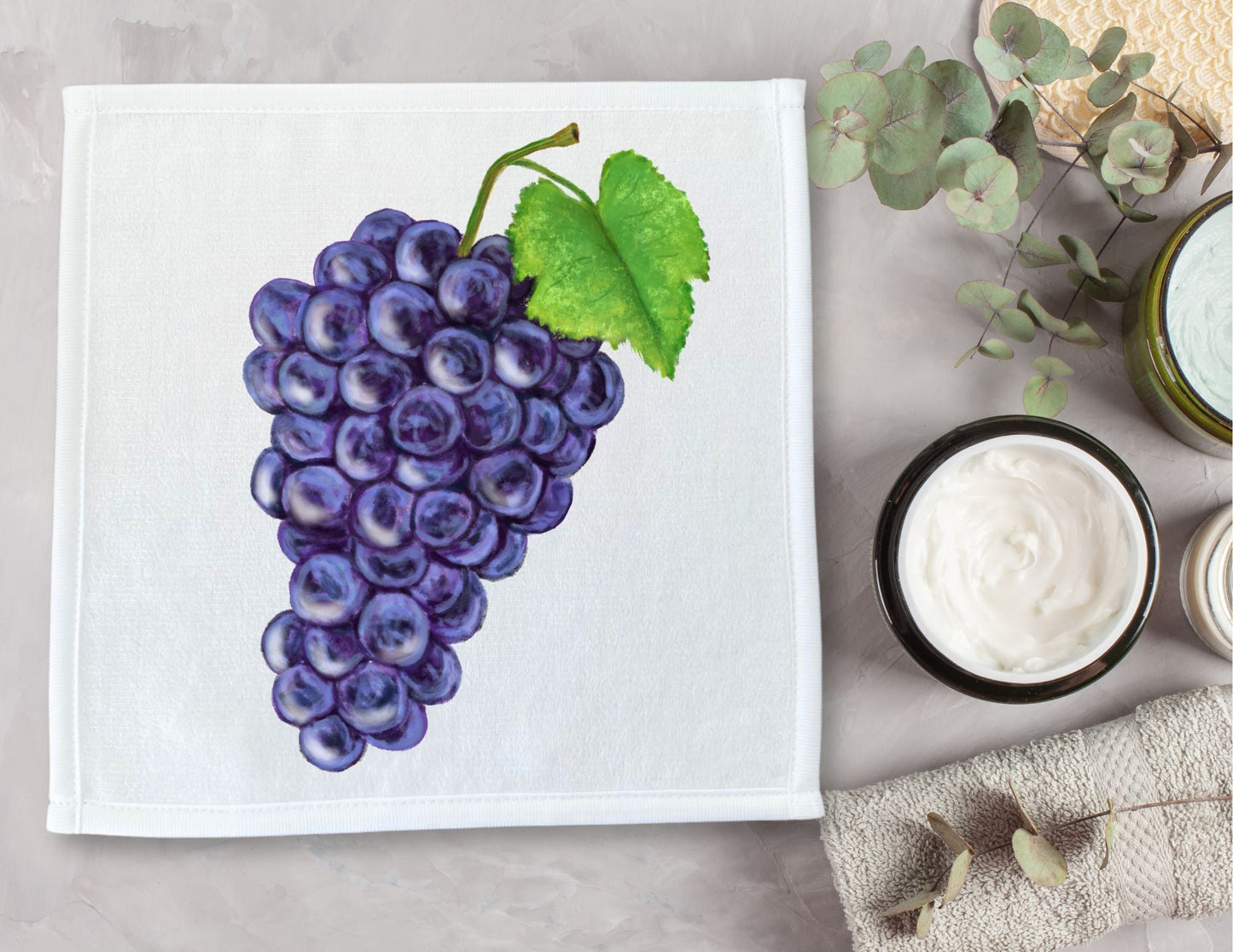 Purple Grapes Washcloth - MerikaArt