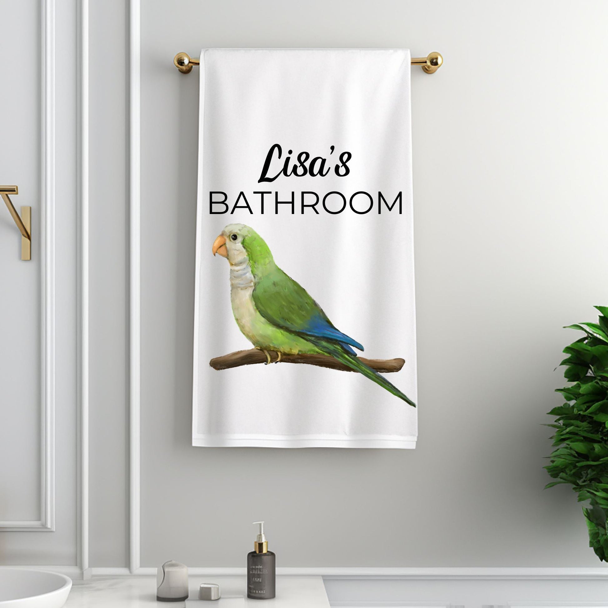 Quaker Parrot Bathroom Towel - MerikaArt