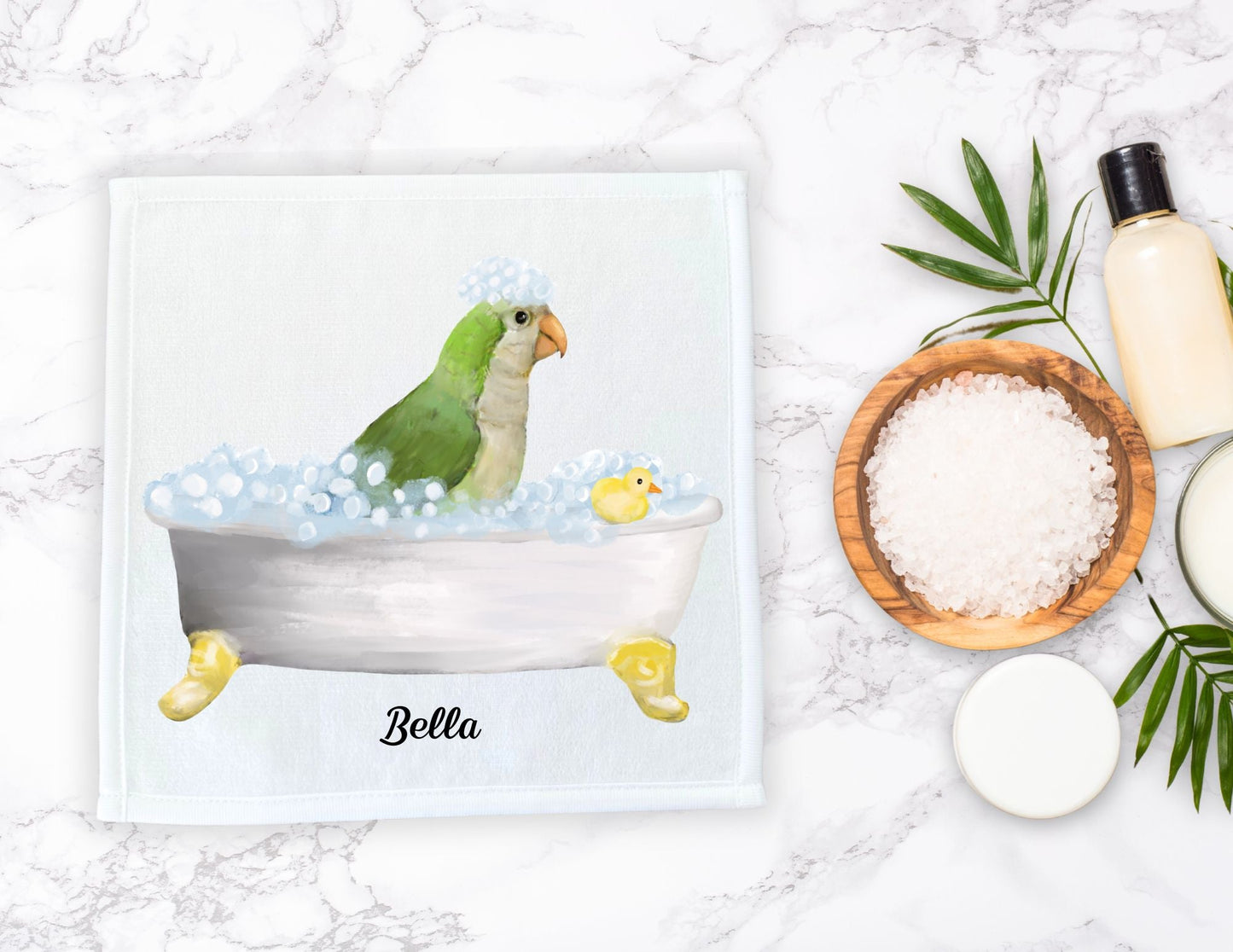 Quaker Parrot Bubble Bath Washcloth – A Fun and Vibrant Bird Lover's Delight - MerikaArt