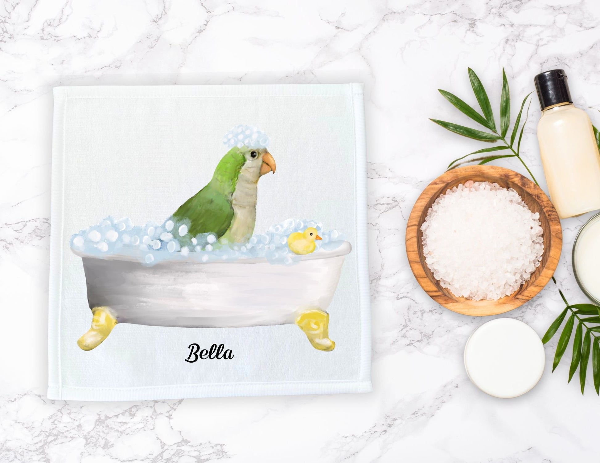 Quaker Parrot Bubble Bath Washcloth – A Fun and Vibrant Bird Lover's Delight - MerikaArt