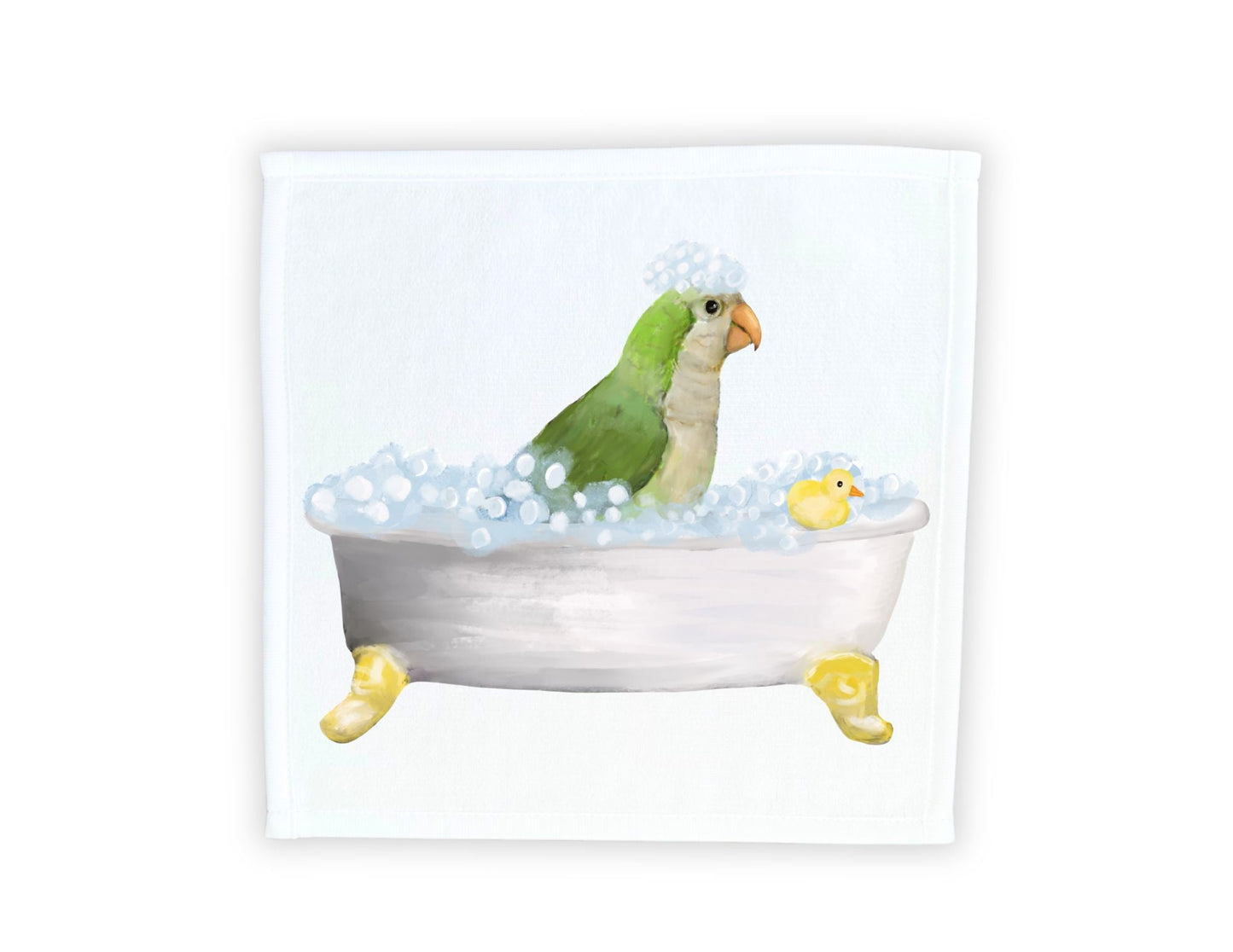 Quaker Parrot Bubble Bath Washcloth – A Fun and Vibrant Bird Lover's Delight - MerikaArt