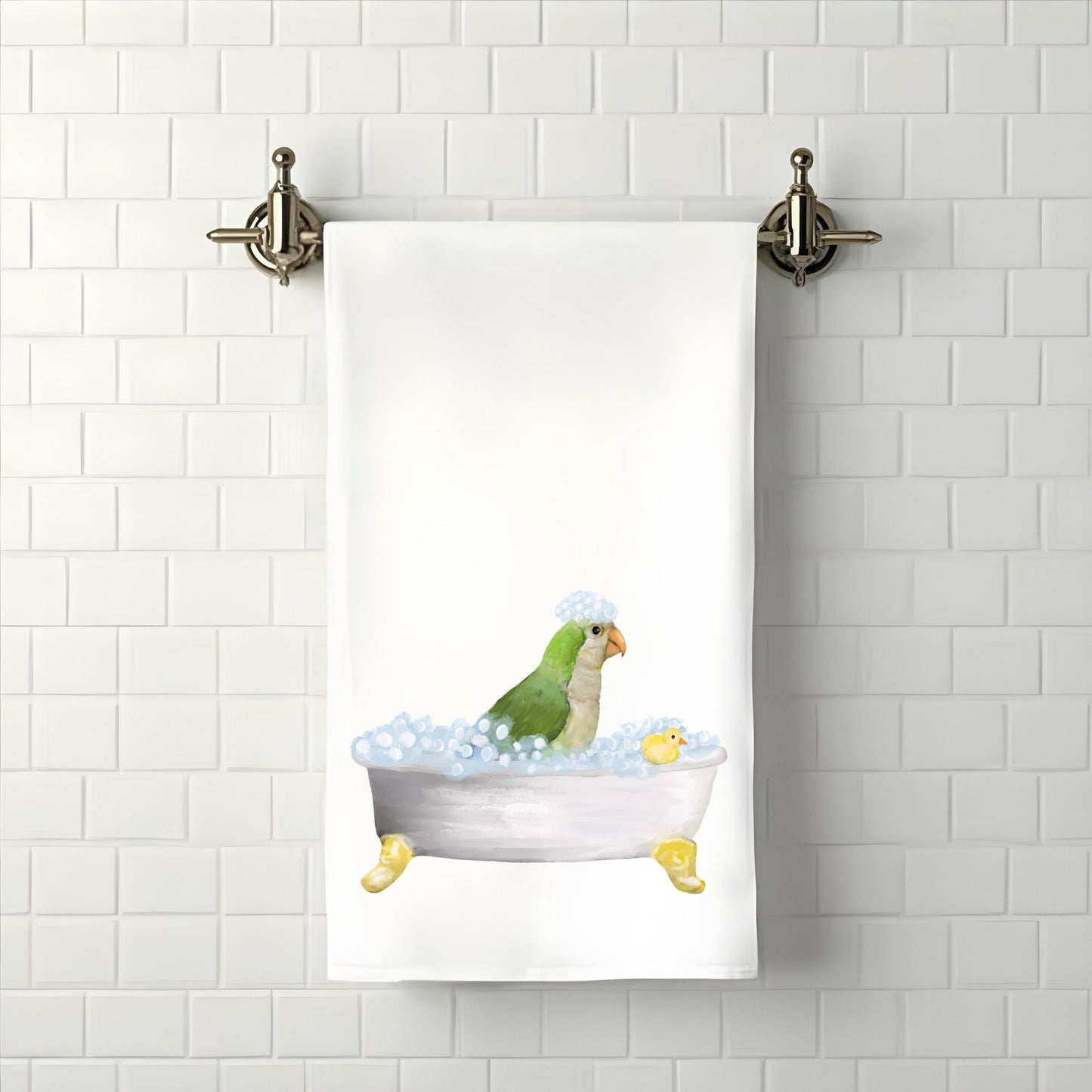 Quaker Parrot in Bathtub Bathroom Towel - MerikaArt