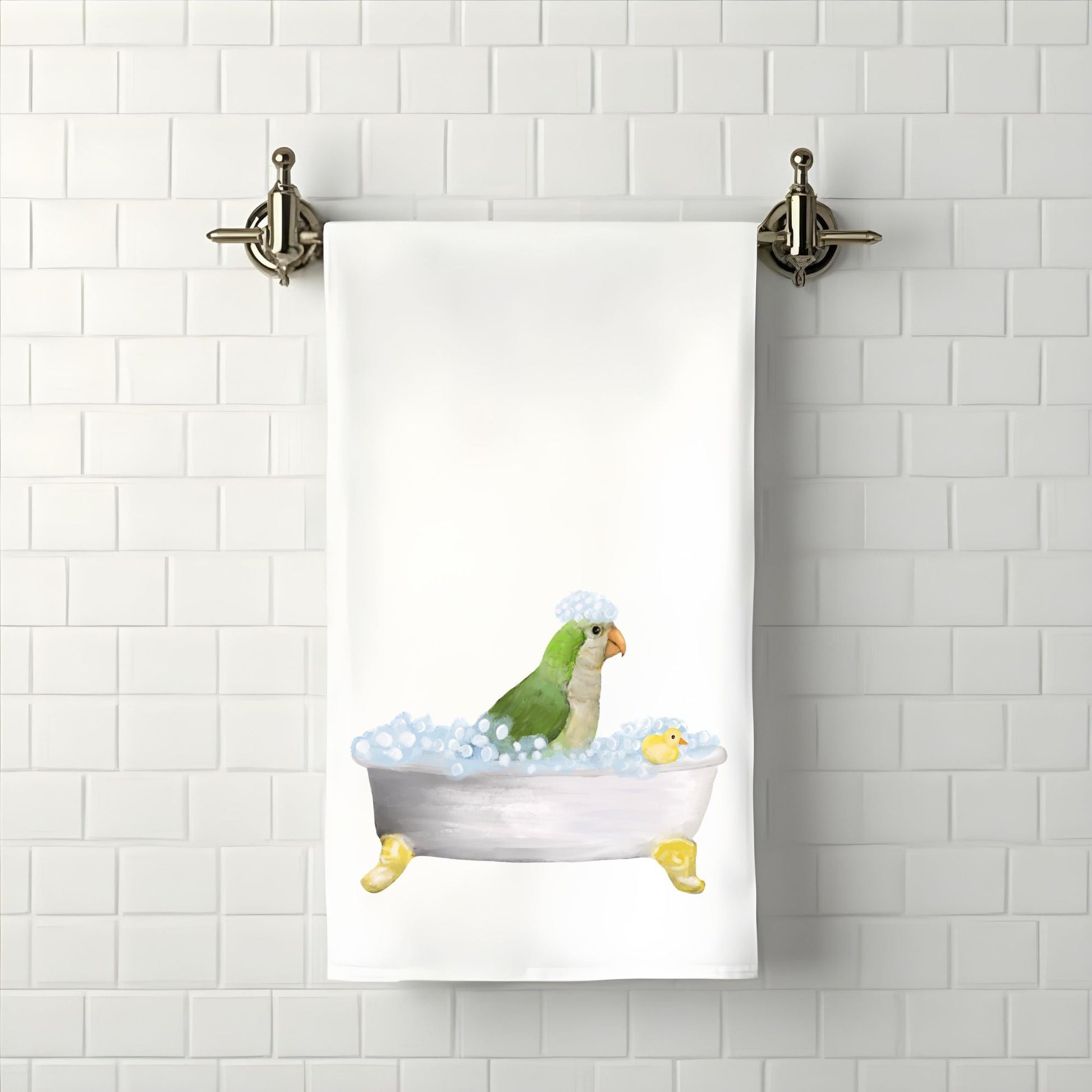 Quaker Parrot in Bathtub Bathroom Towel - MerikaArt