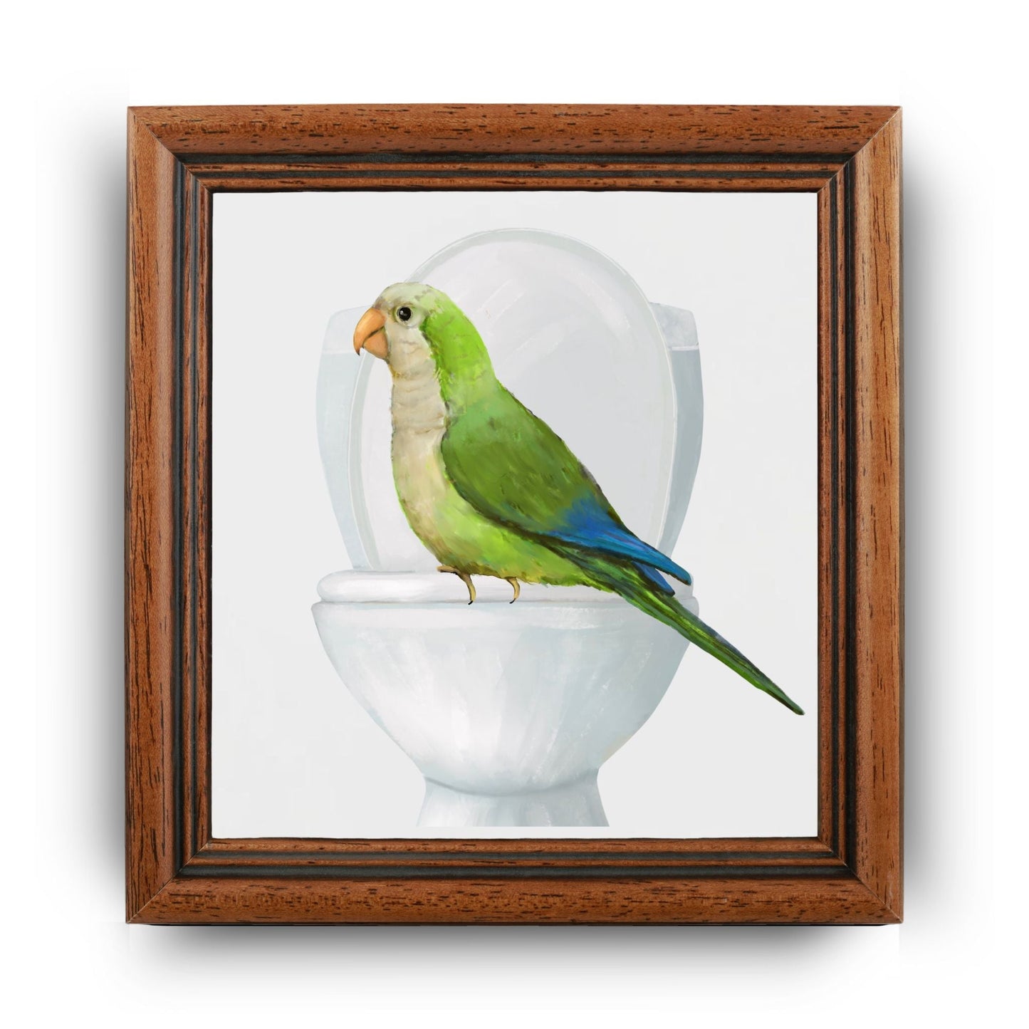 Quaker Parrot on Toilet Ceramic Tile – Handcrafted Whimsical Decor - MerikaArt