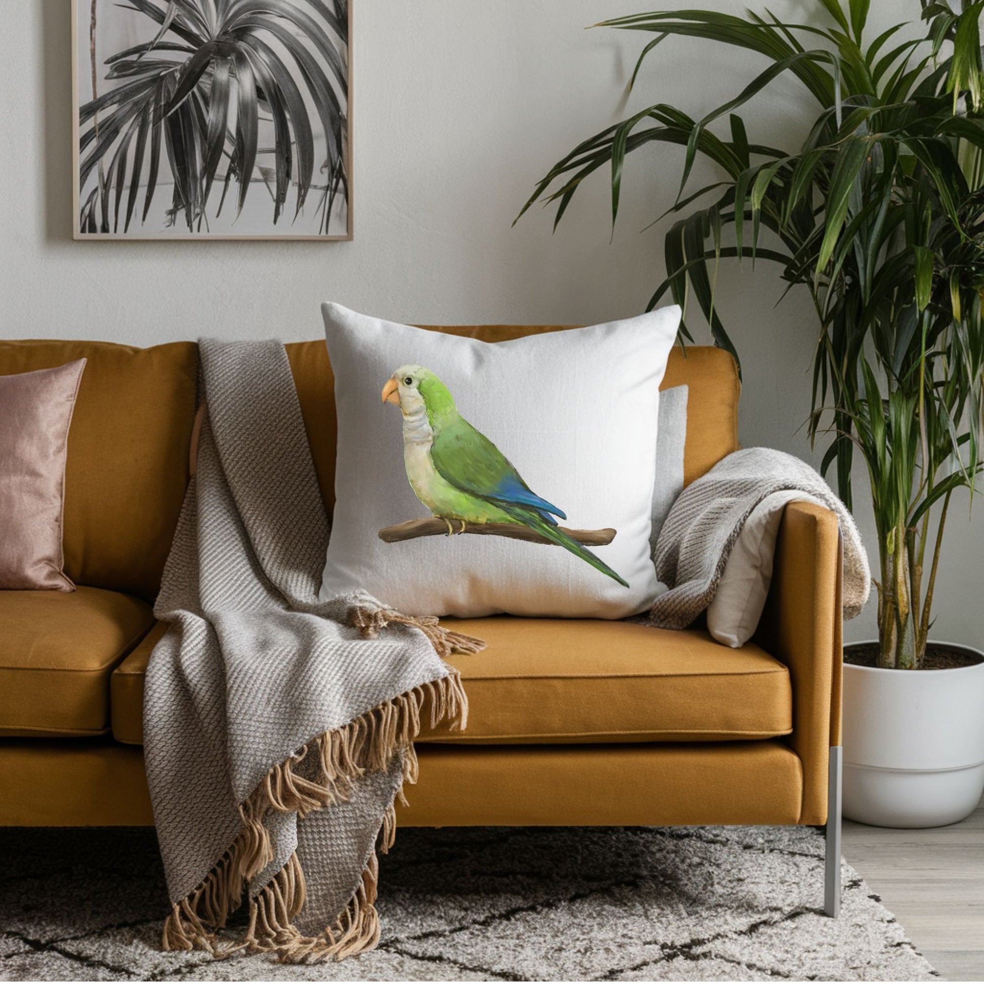 Quaker Parrot Pillow - MerikaArt