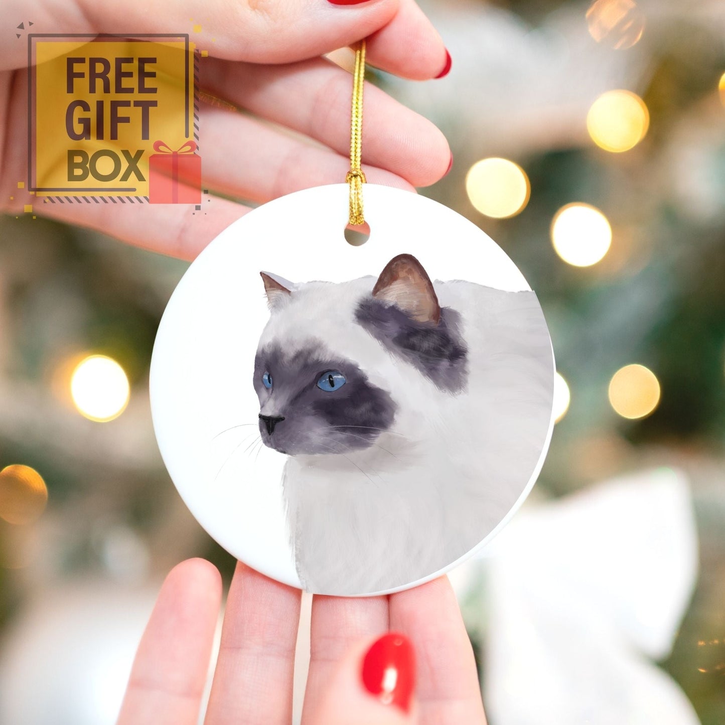 Ragdoll Cat Ceramic Ornament - MerikaArt