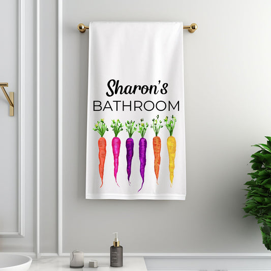 Rainbow Carrots Bathroom Towel - MerikaArt