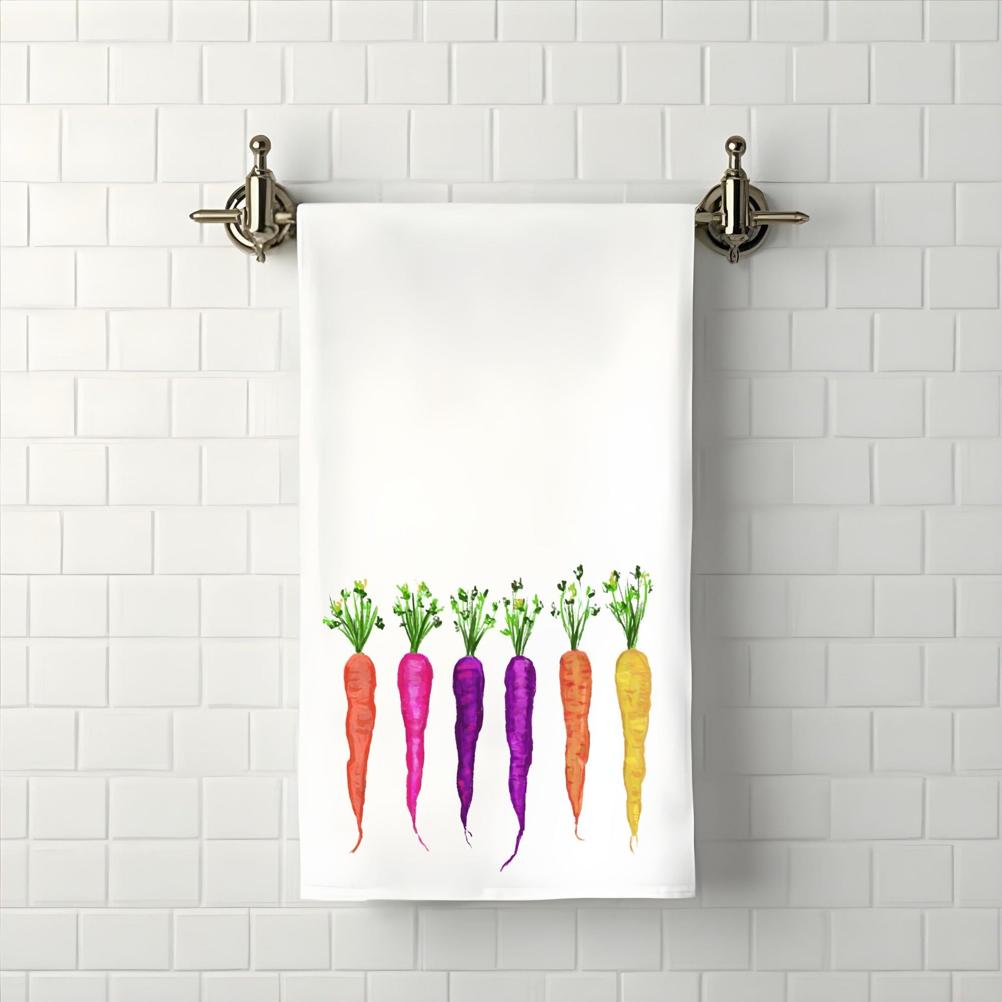 Rainbow Carrots Bathroom Towel - MerikaArt