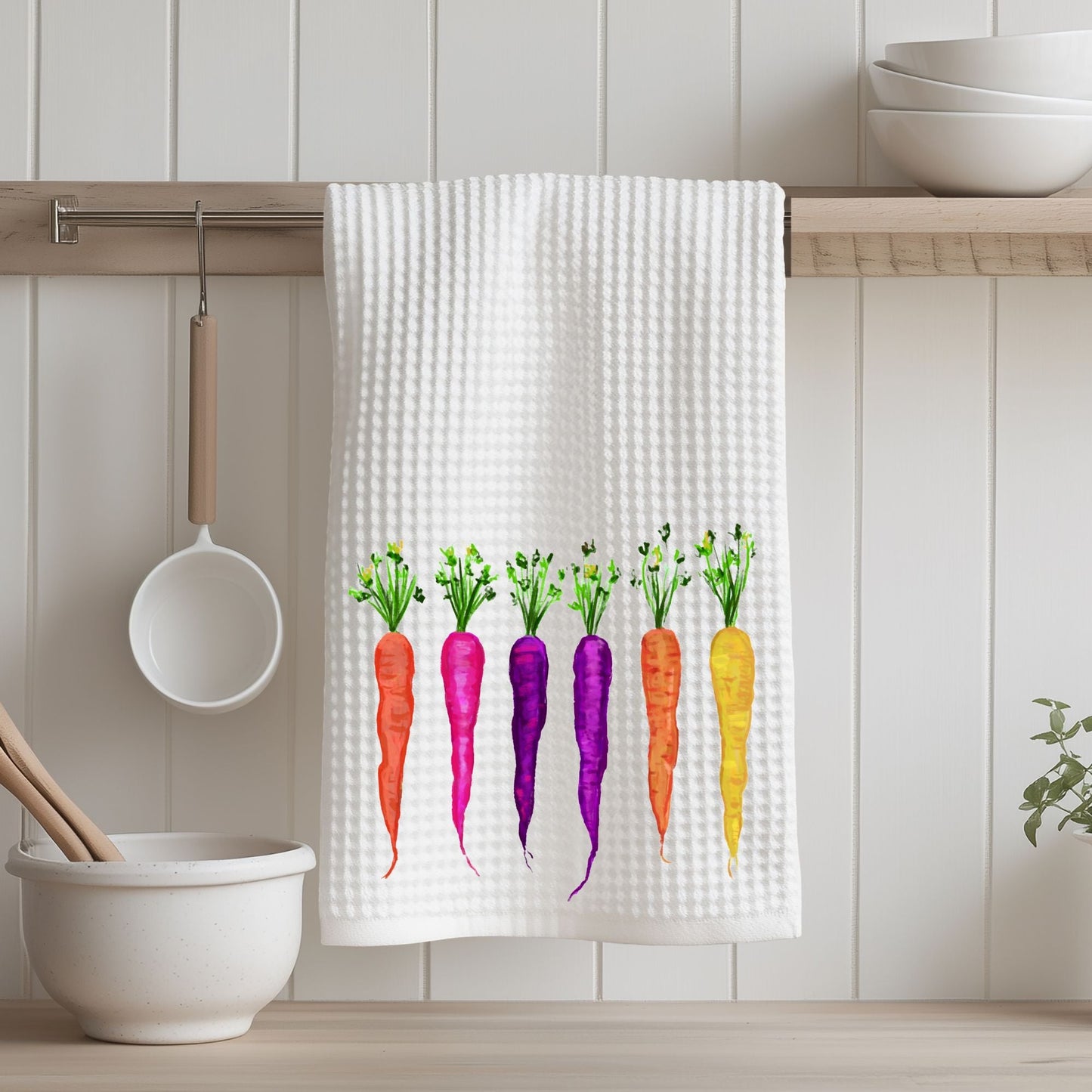 Rainbow Carrots Kitchen Towel - MerikaArt
