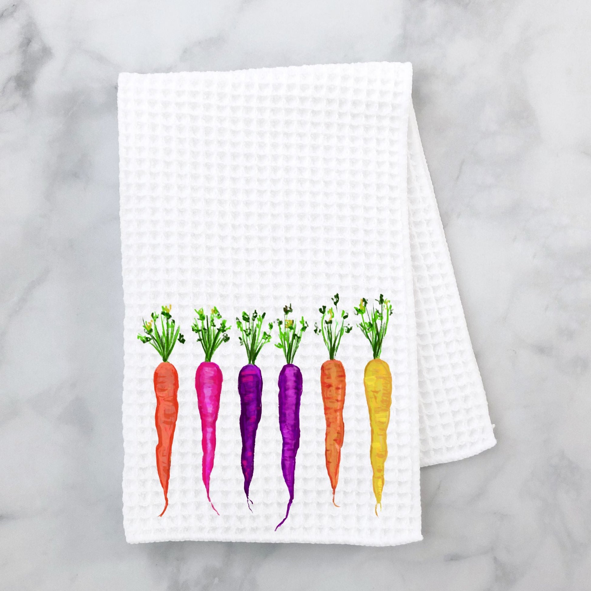 Rainbow Carrots Kitchen Towel - MerikaArt