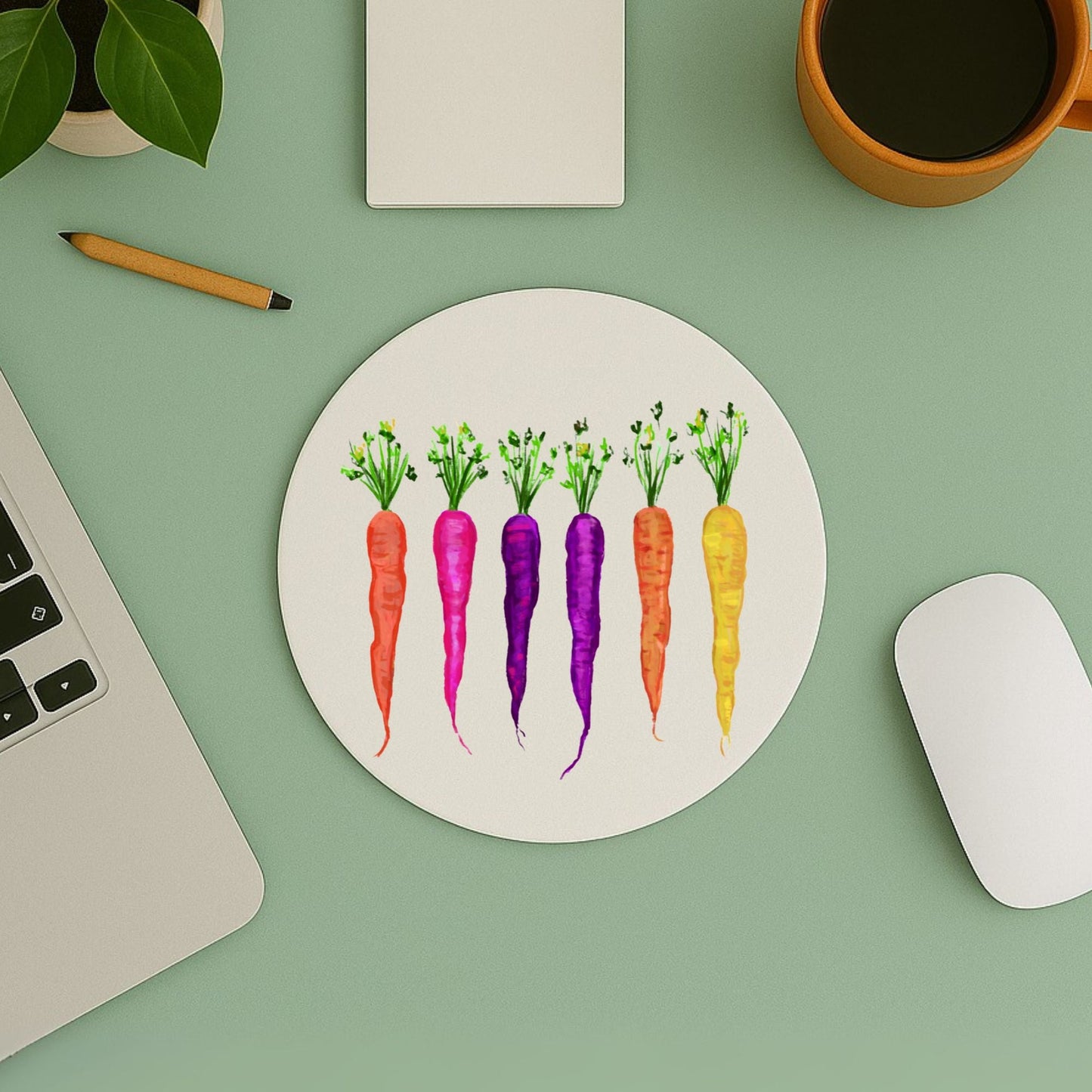 Rainbow Carrots Mousepad - MerikaArt