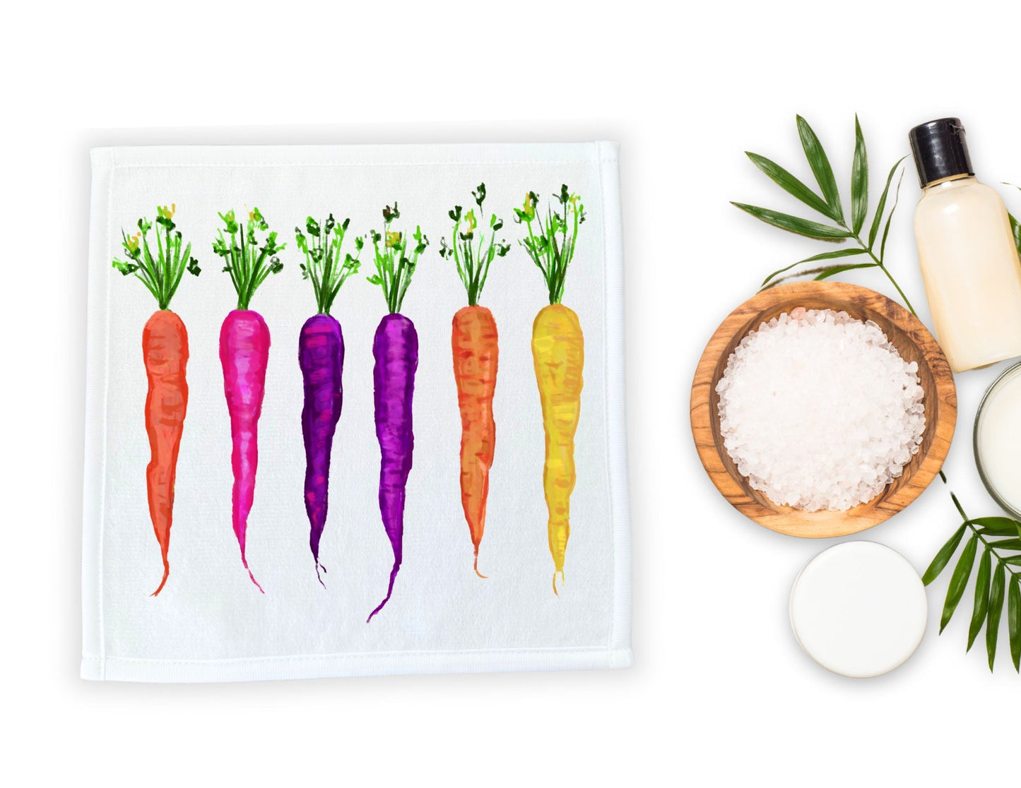 Rainbow Carrots Washcloth - MerikaArt