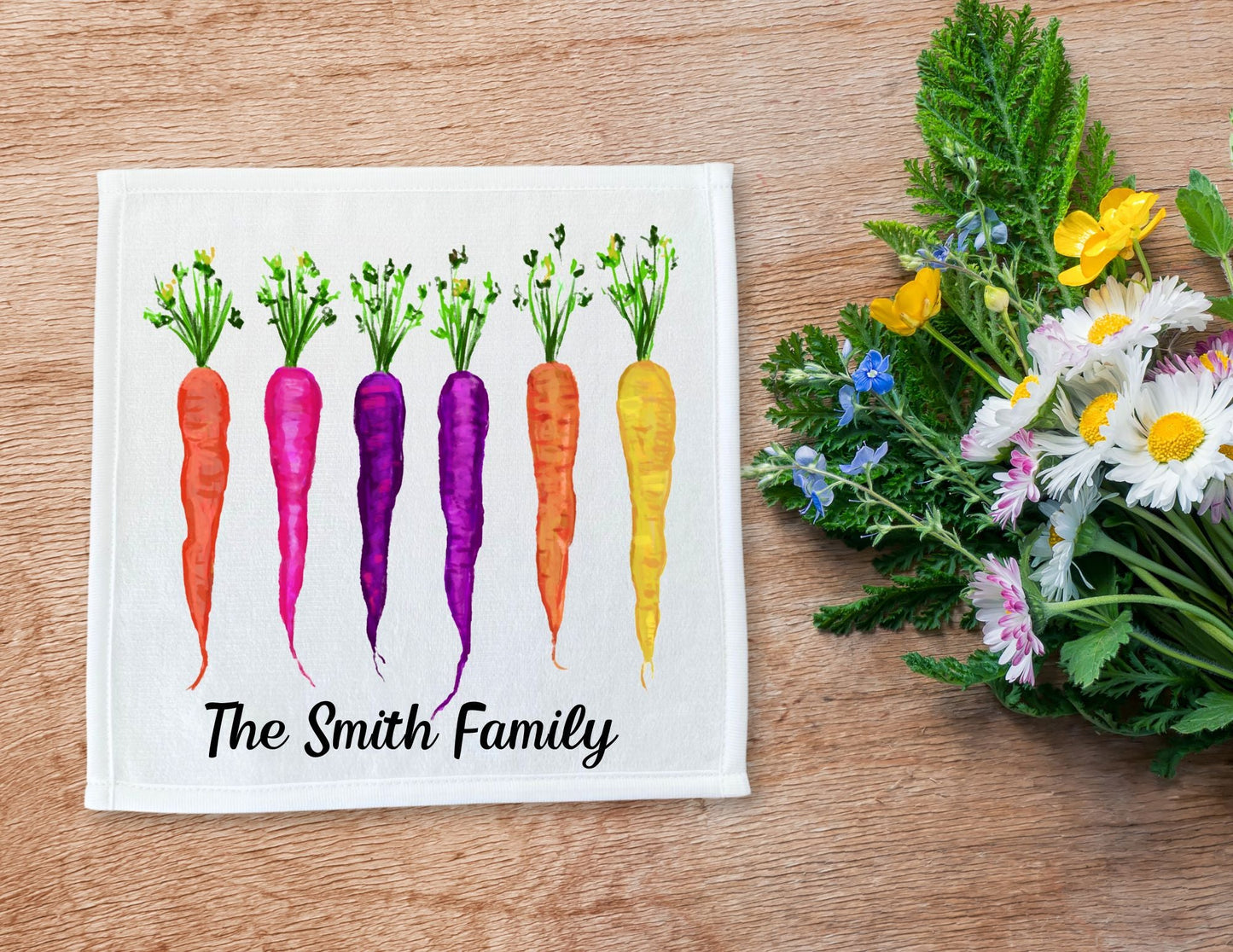 Rainbow Carrots Washcloth - MerikaArt