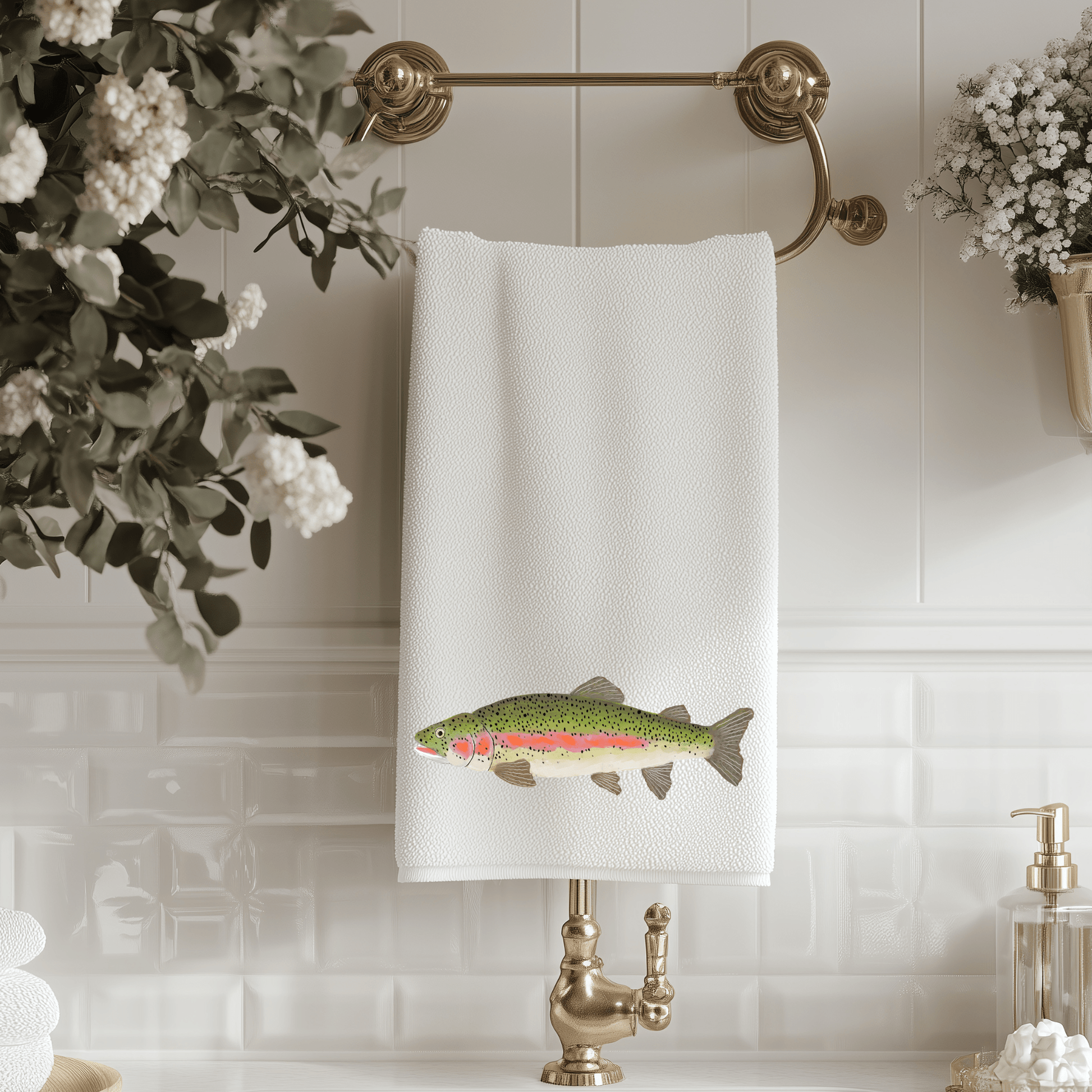 Rainbow Trout Bathroom Towel - MerikaArt