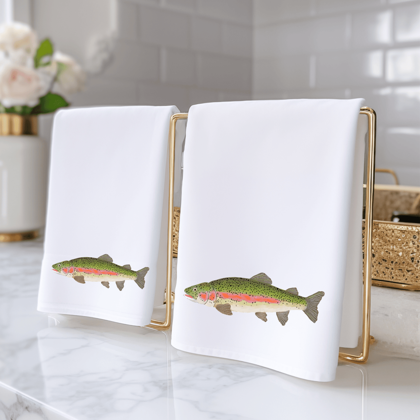 Rainbow Trout Bathroom Towel - MerikaArt