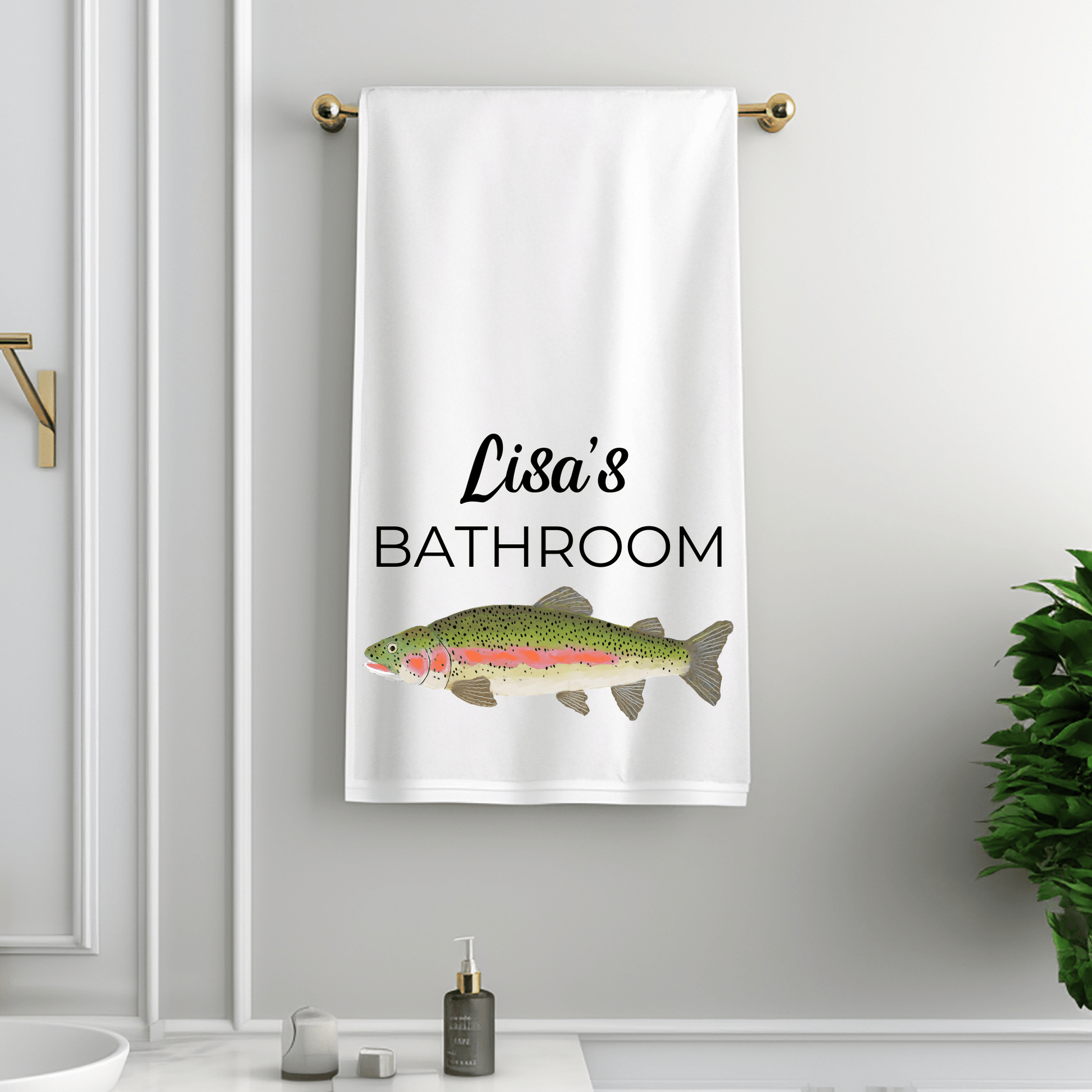 Rainbow Trout Bathroom Towel - MerikaArt