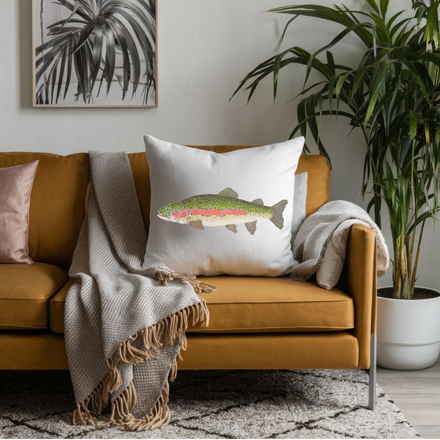 Rainbow Trout Fish Pillow - MerikaArt