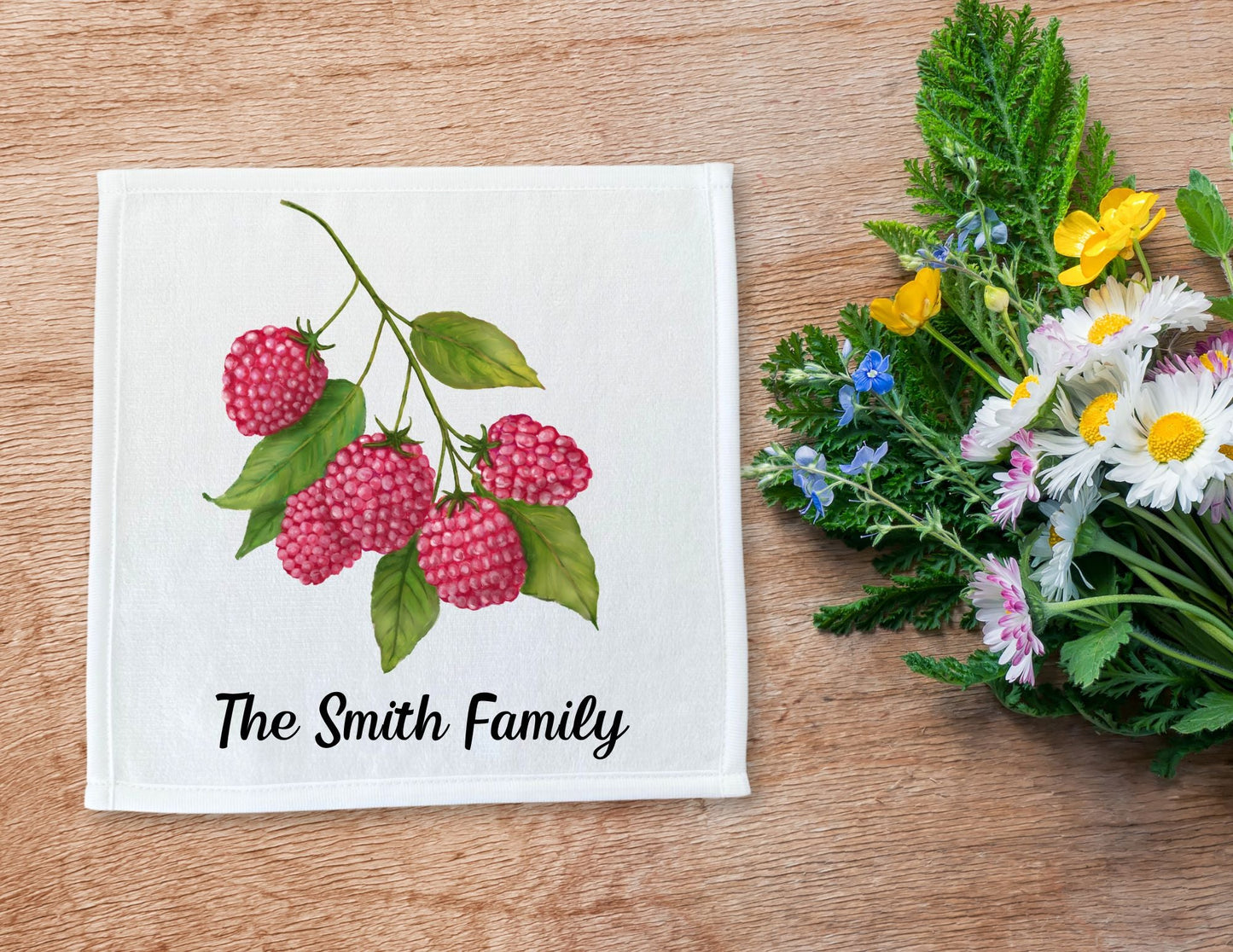 Raspberry Branch Washcloth - MerikaArt