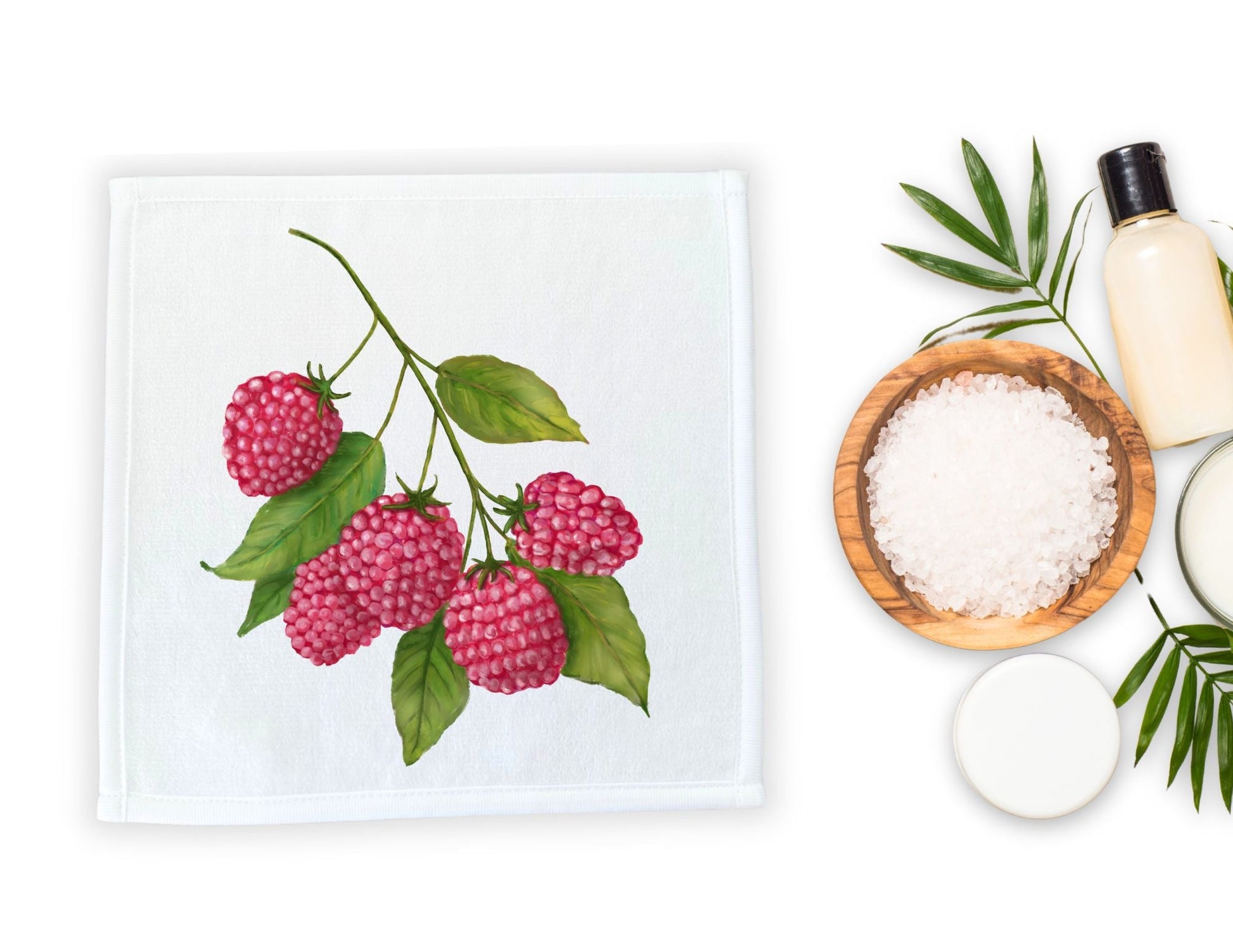 Raspberry Branch Washcloth - MerikaArt