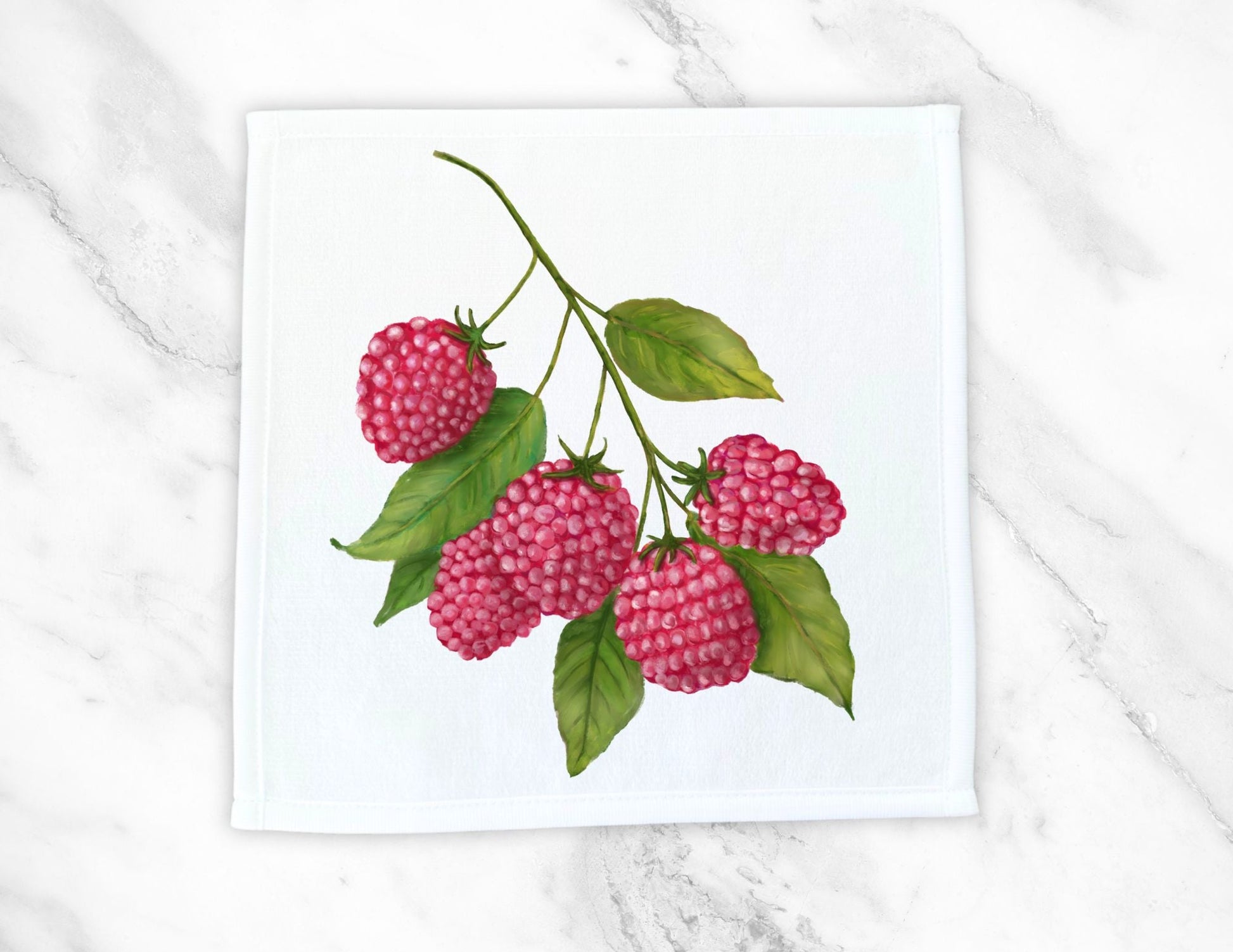 Raspberry Branch Washcloth - MerikaArt