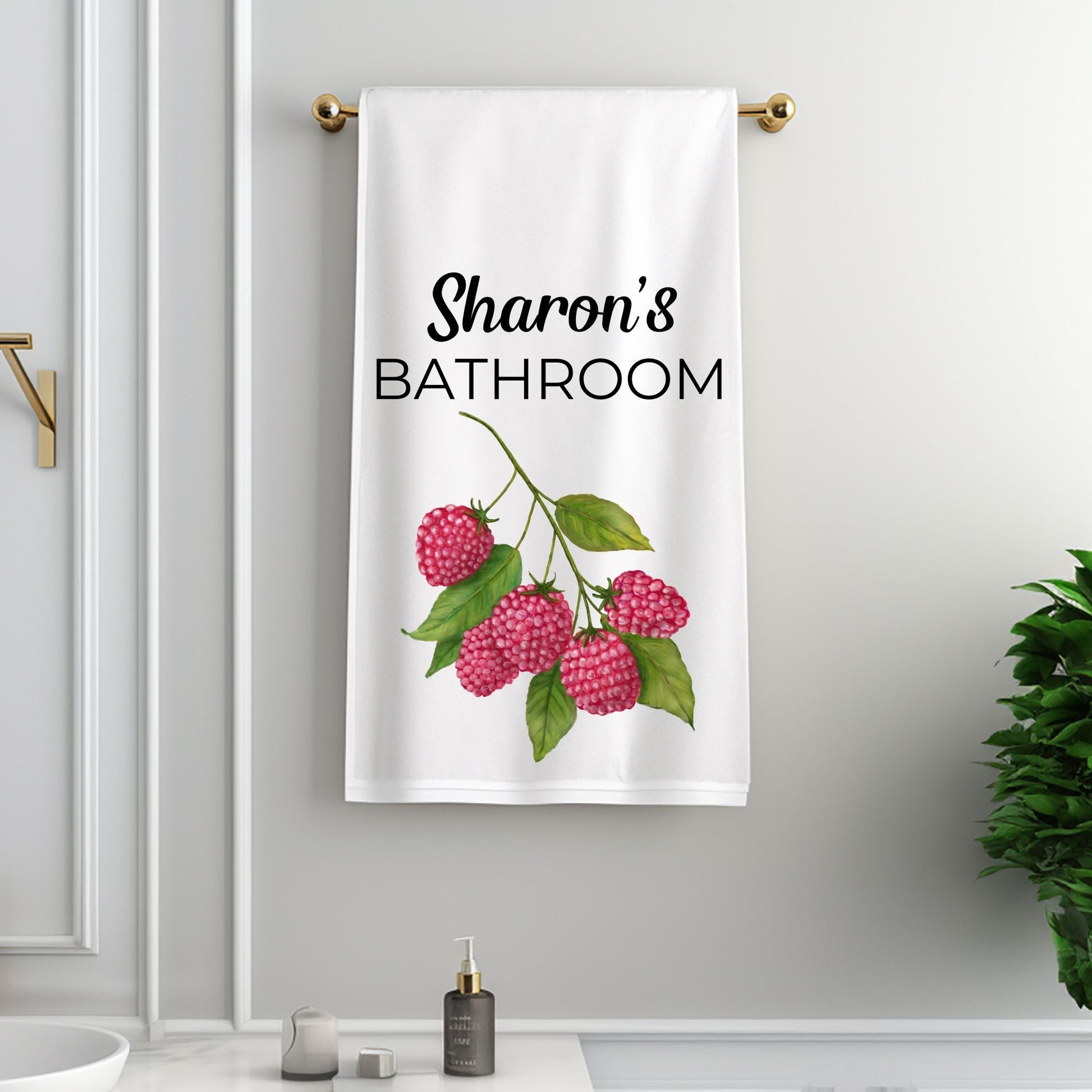 Raspberry Fruit Bathroom Towel - MerikaArt