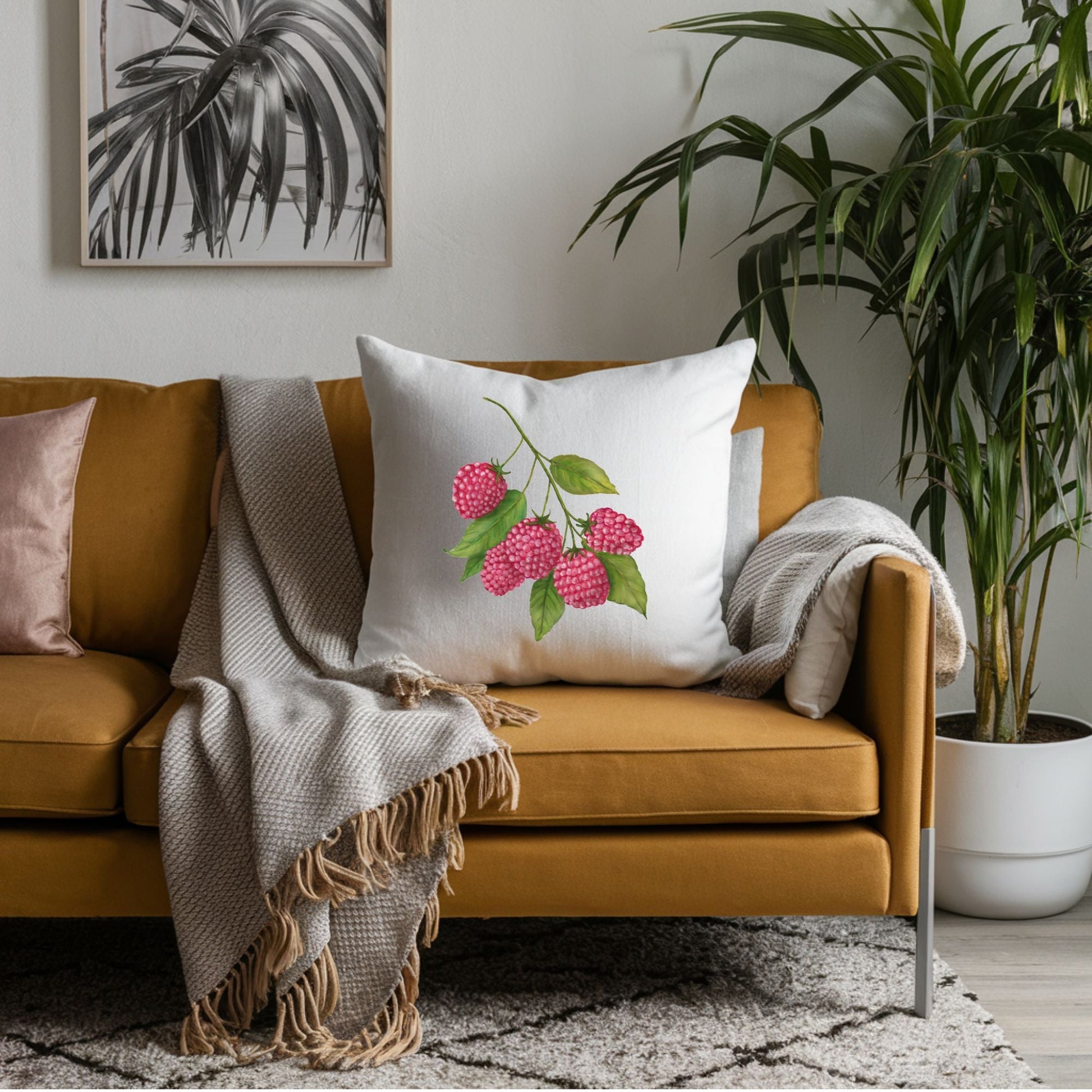Raspberry Fruit Pillow - MerikaArt