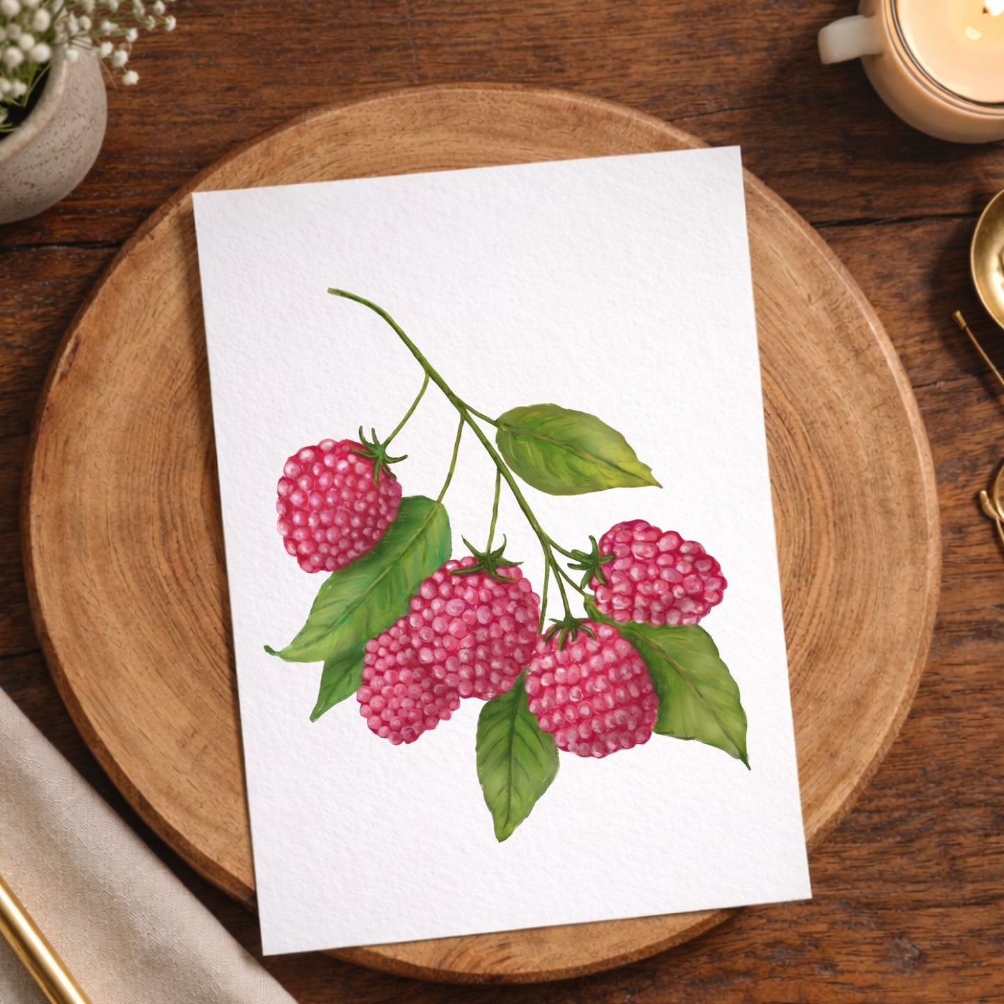 Raspberry Postcard - MerikaArt