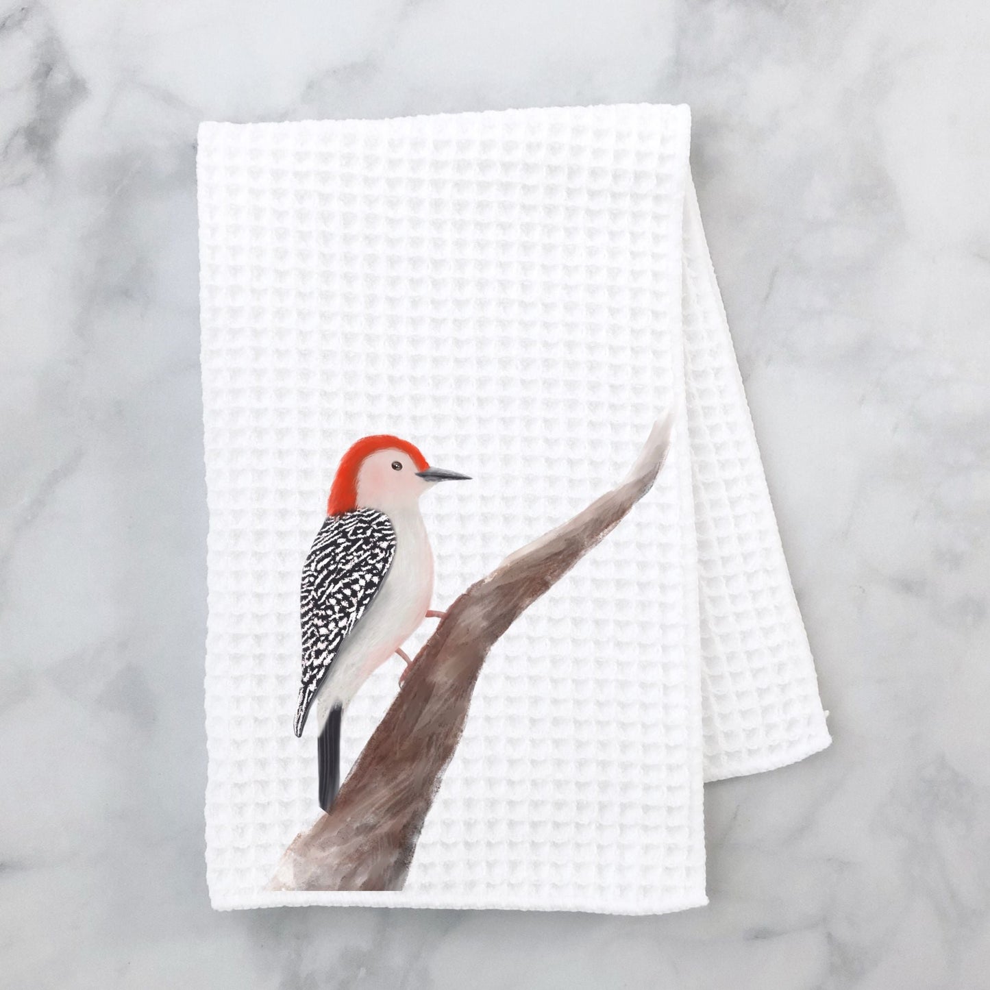 Red - Bellied Woodpecker Kitchen Towel - MerikaArt